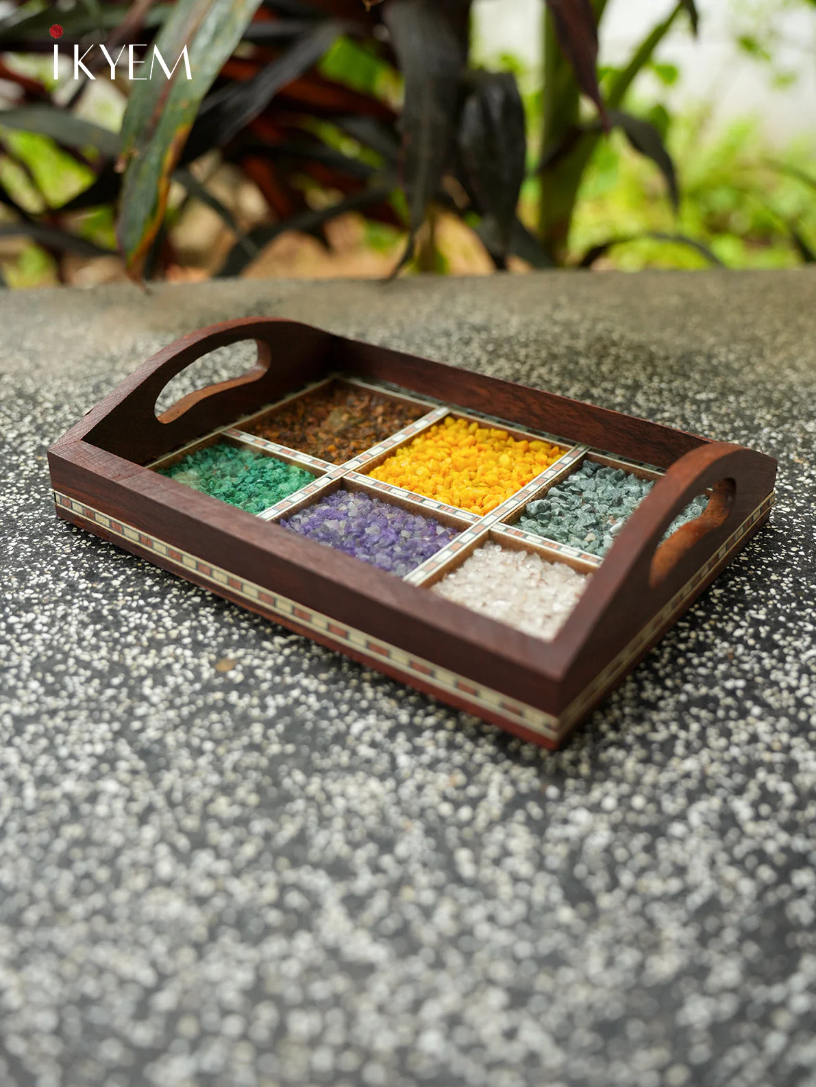 Wooden Gems Stone Tray