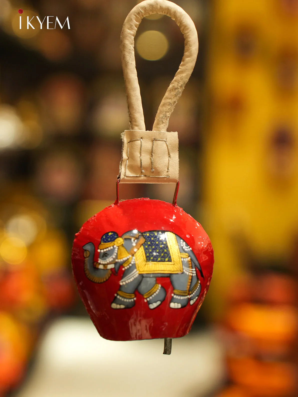 Red Elephant Hand painted Cow Bell