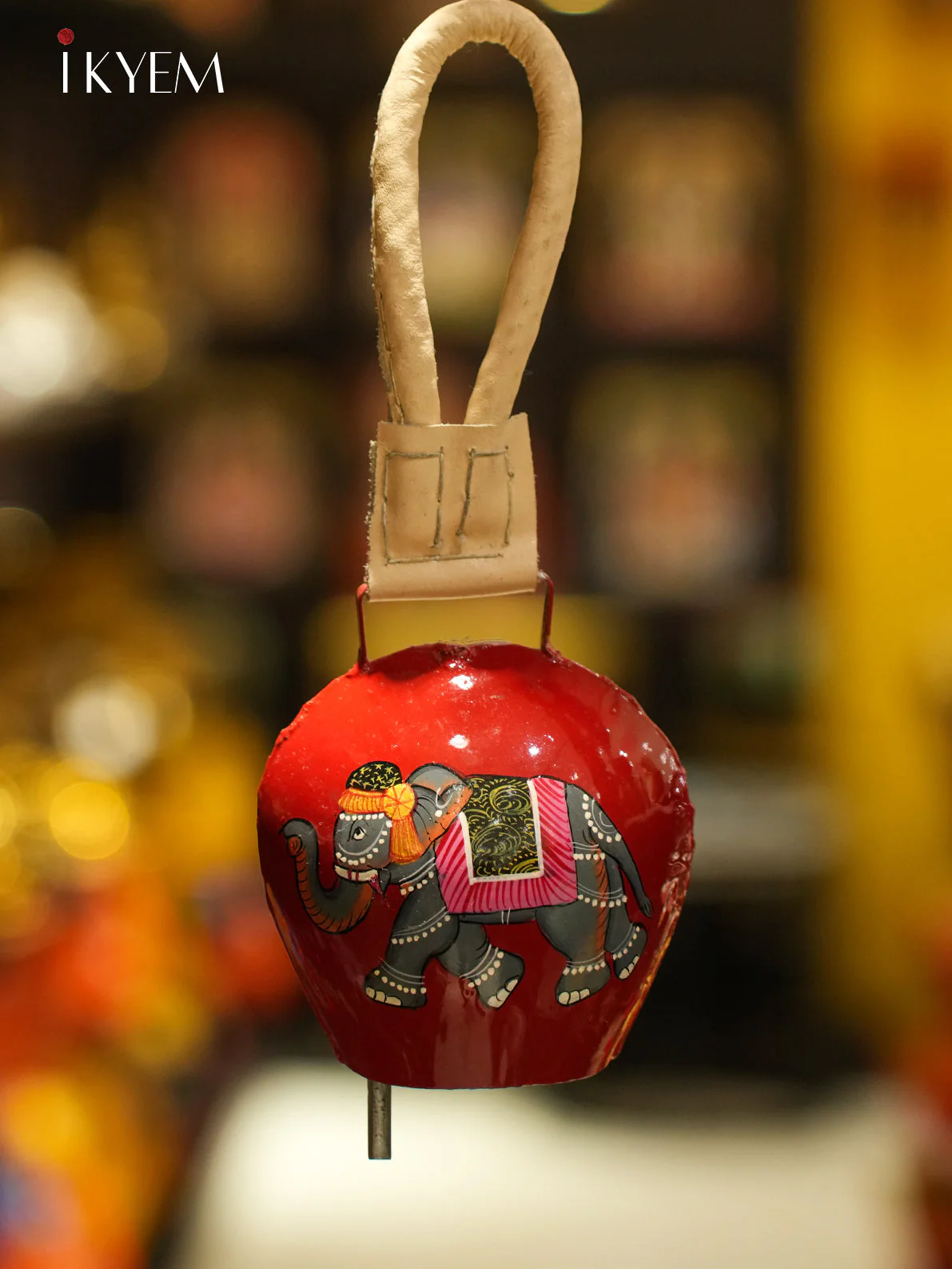 Red Elephant Hand painted Cow Bell