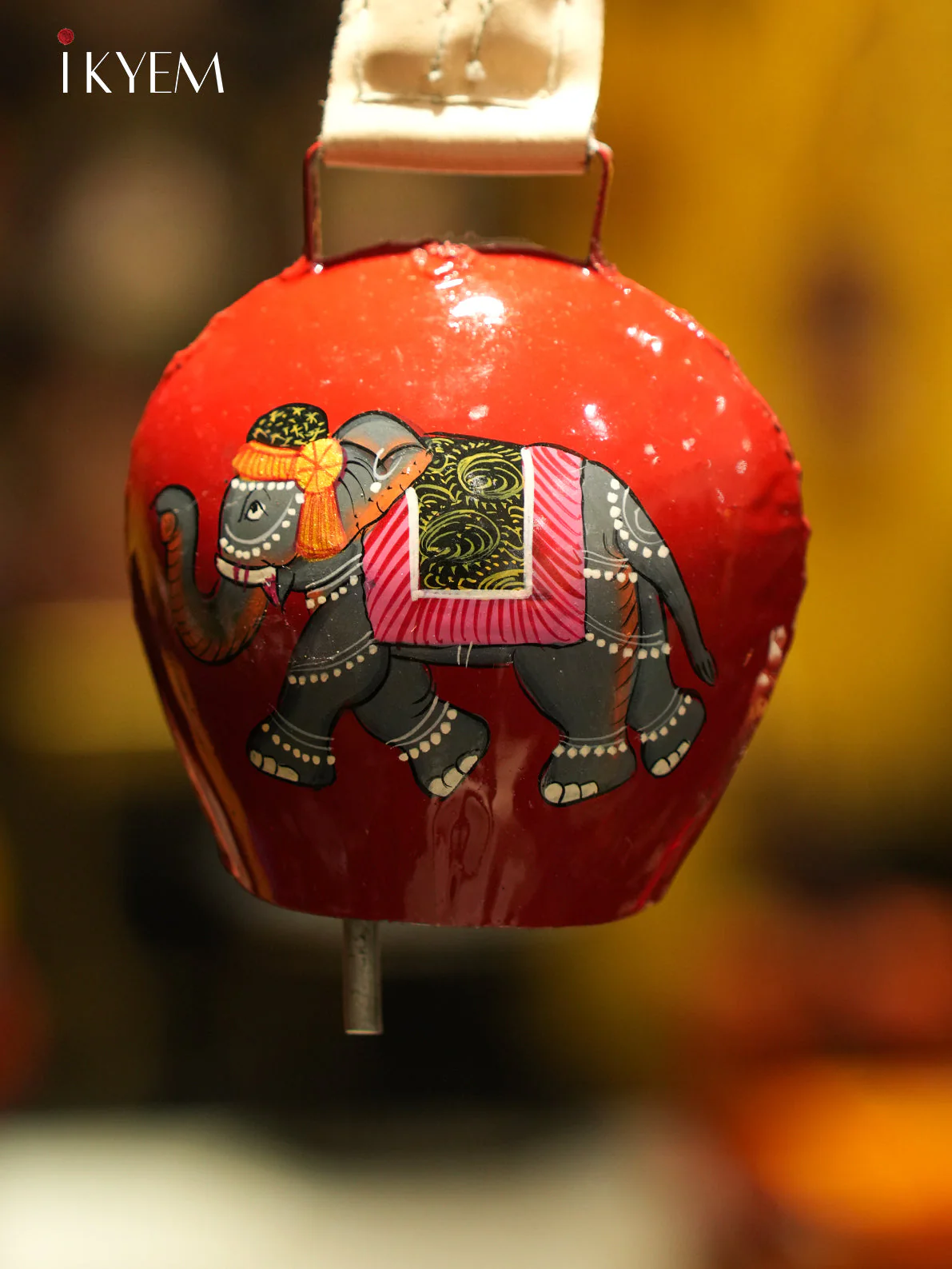 Red Elephant Hand painted Cow Bell - Image 2