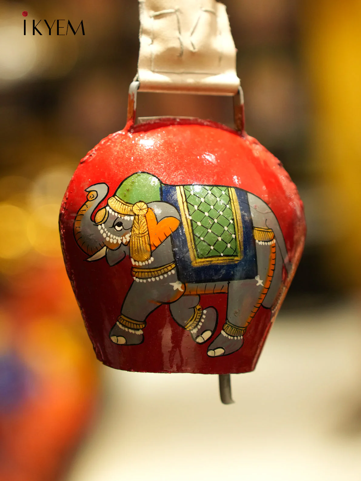 Red Elephant Hand painted Cow Bell - Image 2