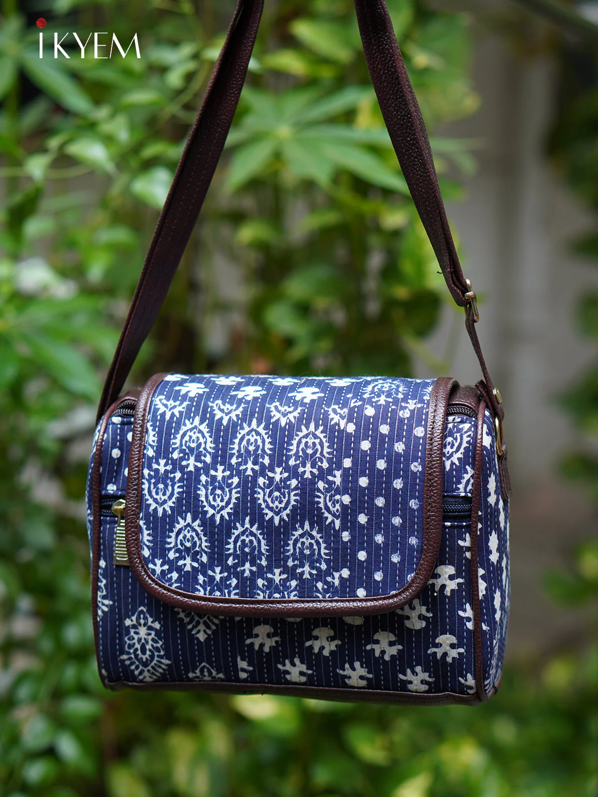 Blue & Brown - Ajrakh hand bag