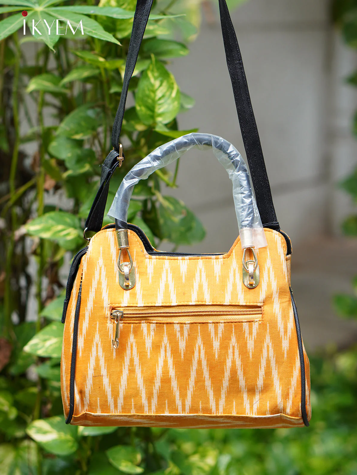 Yellow  & Brown - Ajrakh hand bag - Image 2