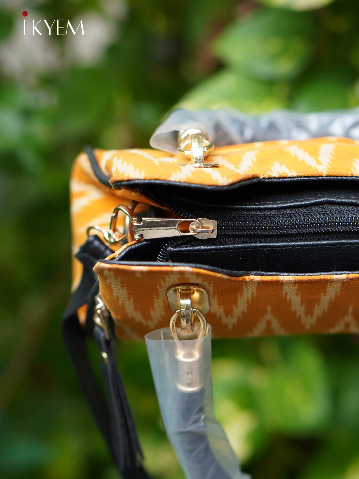 Yellow  & Brown - Ajrakh hand bag - Image 3