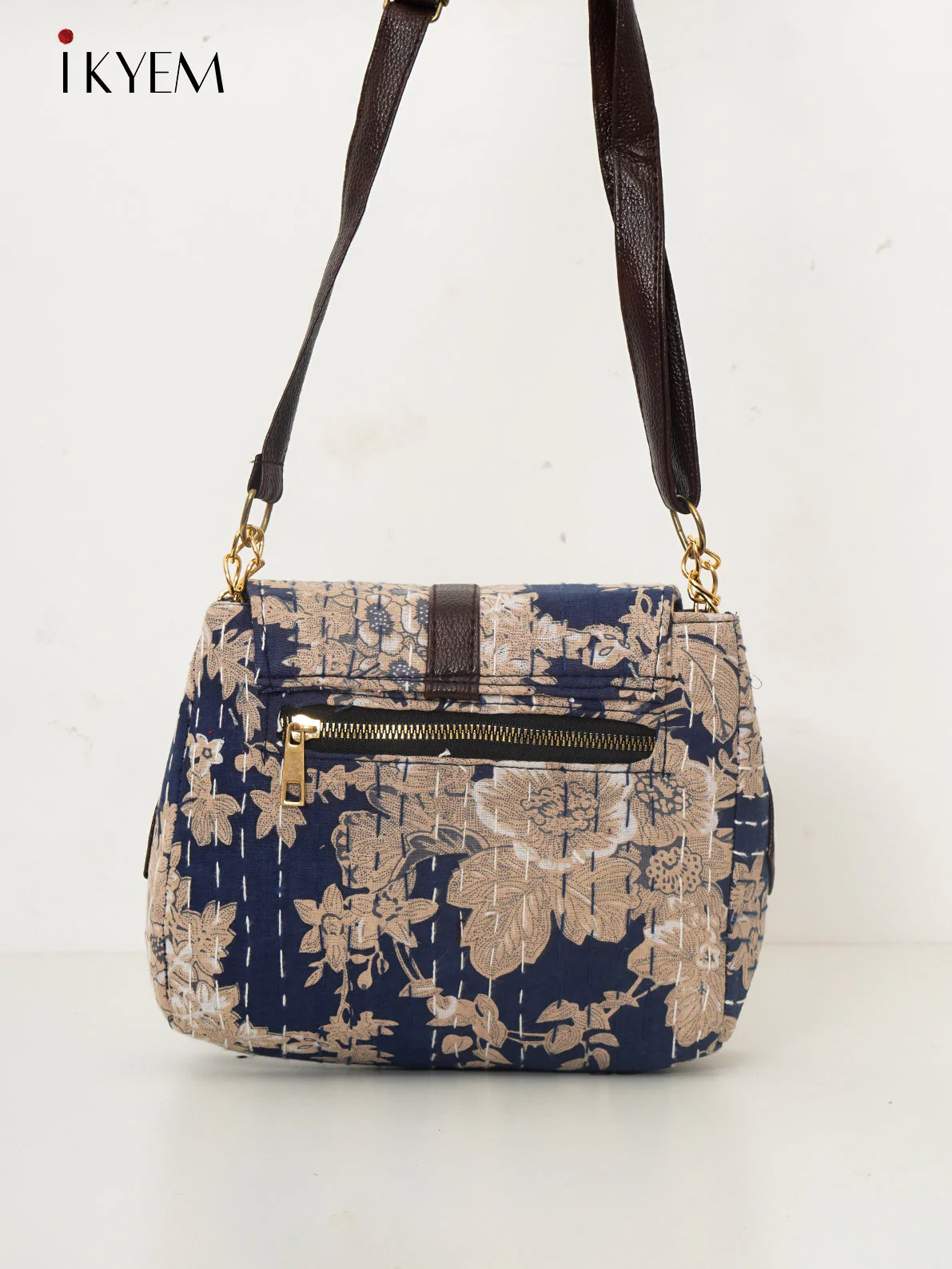 blue & Brown - Ajrakh Hand Bag - Image 2