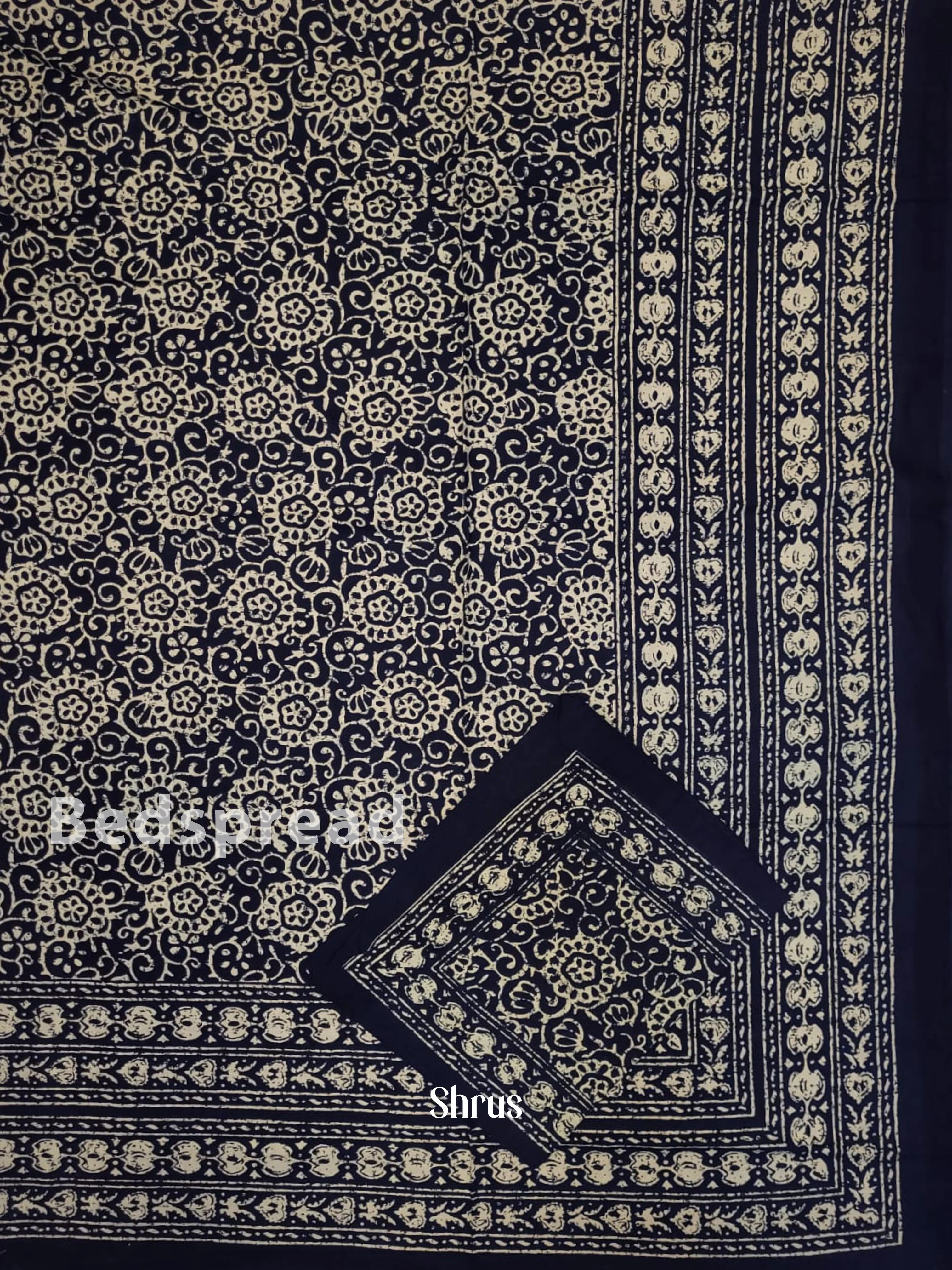 Navy Blue & Cream - Bed Spreads - Image 2