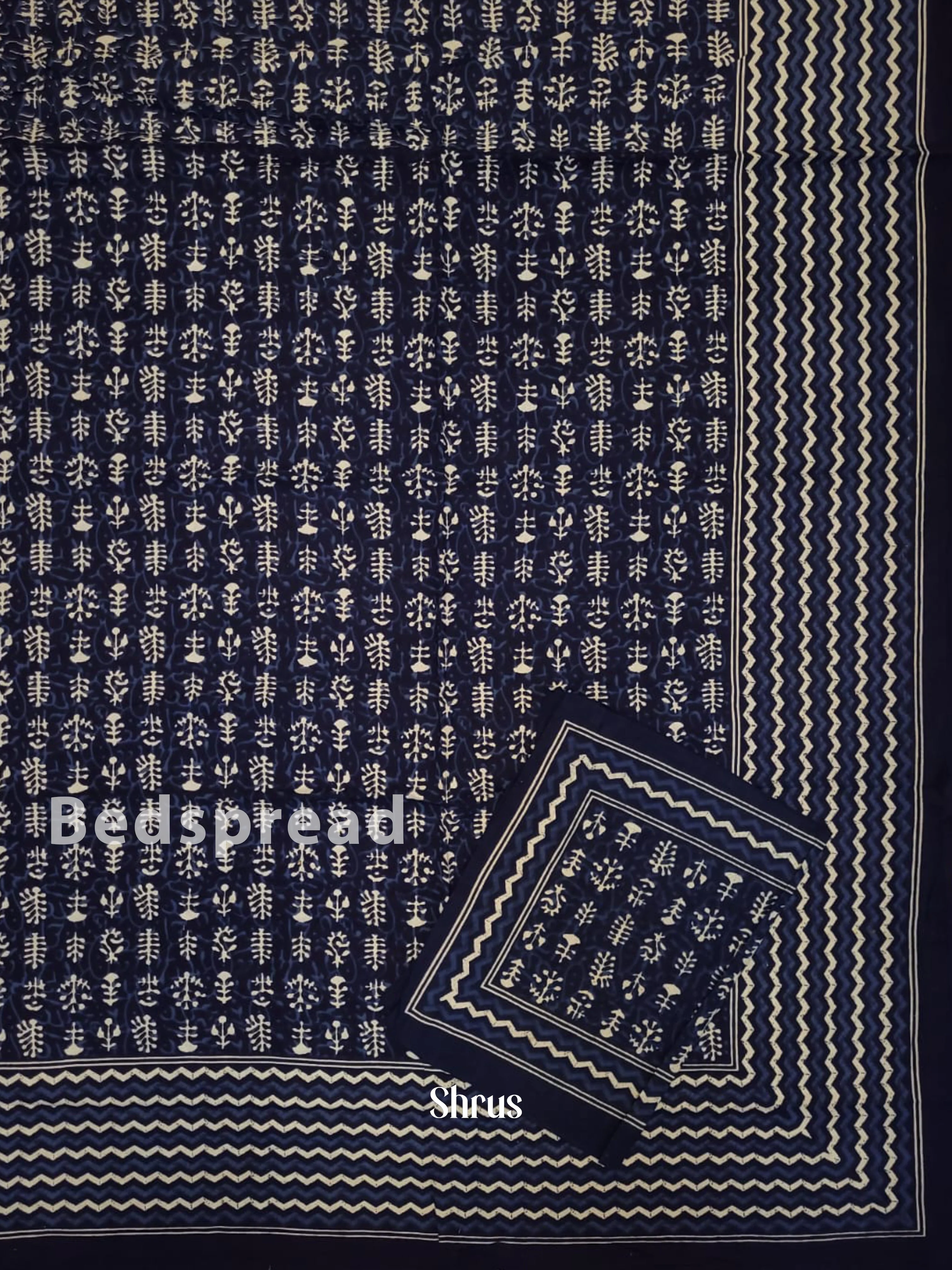 Navy Blue & Cream - Bed Spreads - Image 2