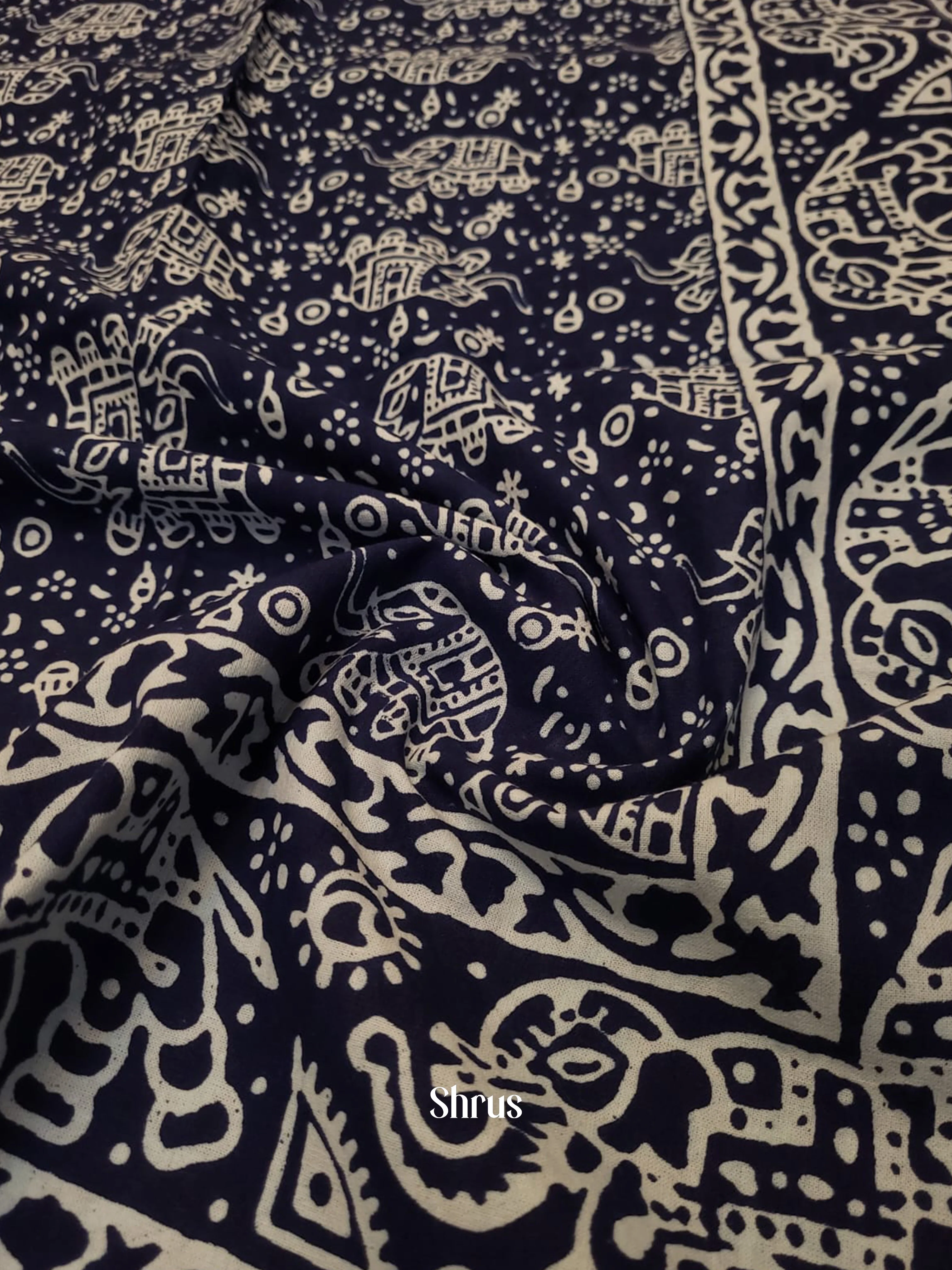 Navy Blue & Cream - Bed Spreads