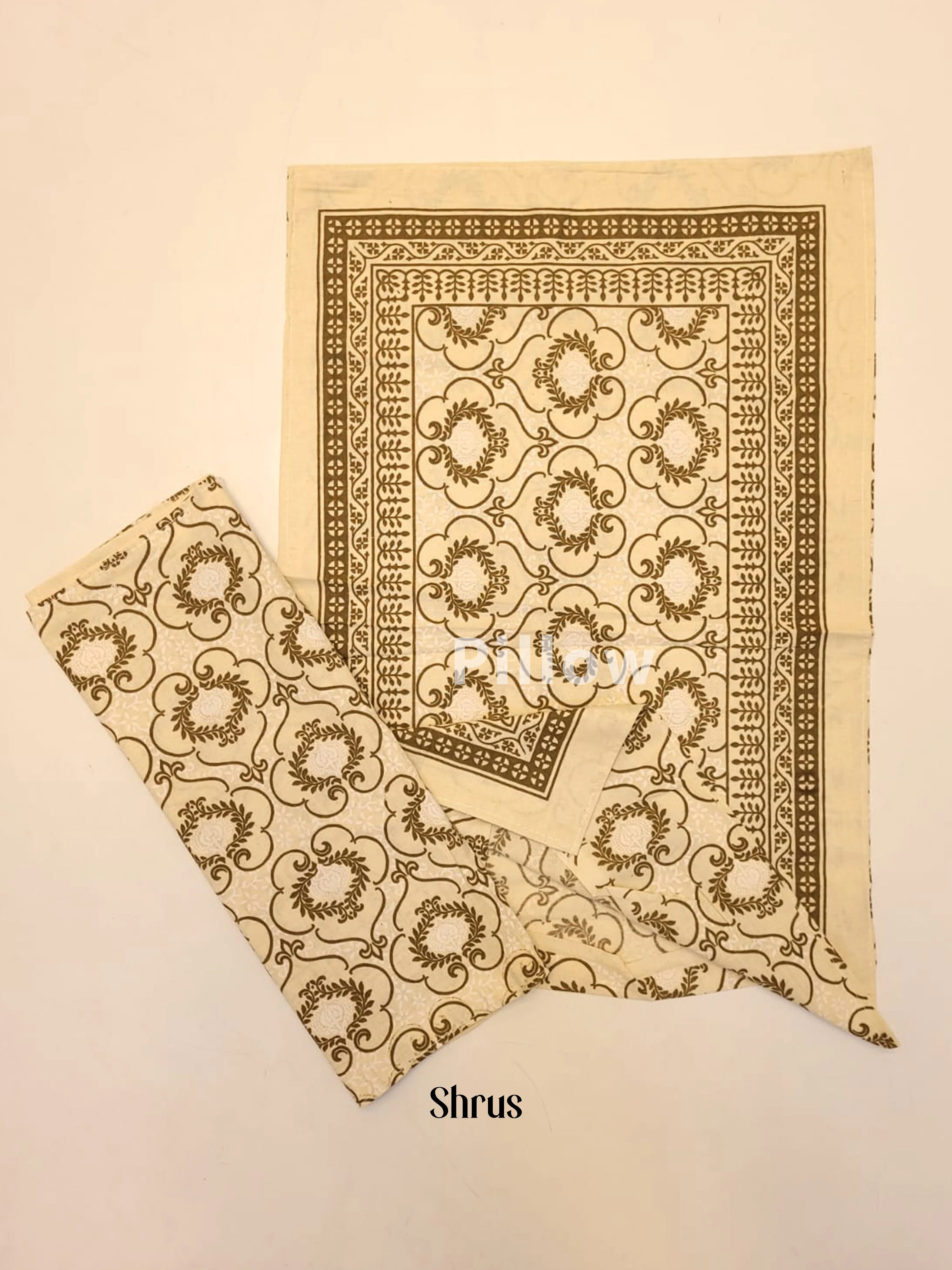Beige & Mehandi Green - Bed Spreads - Image 3