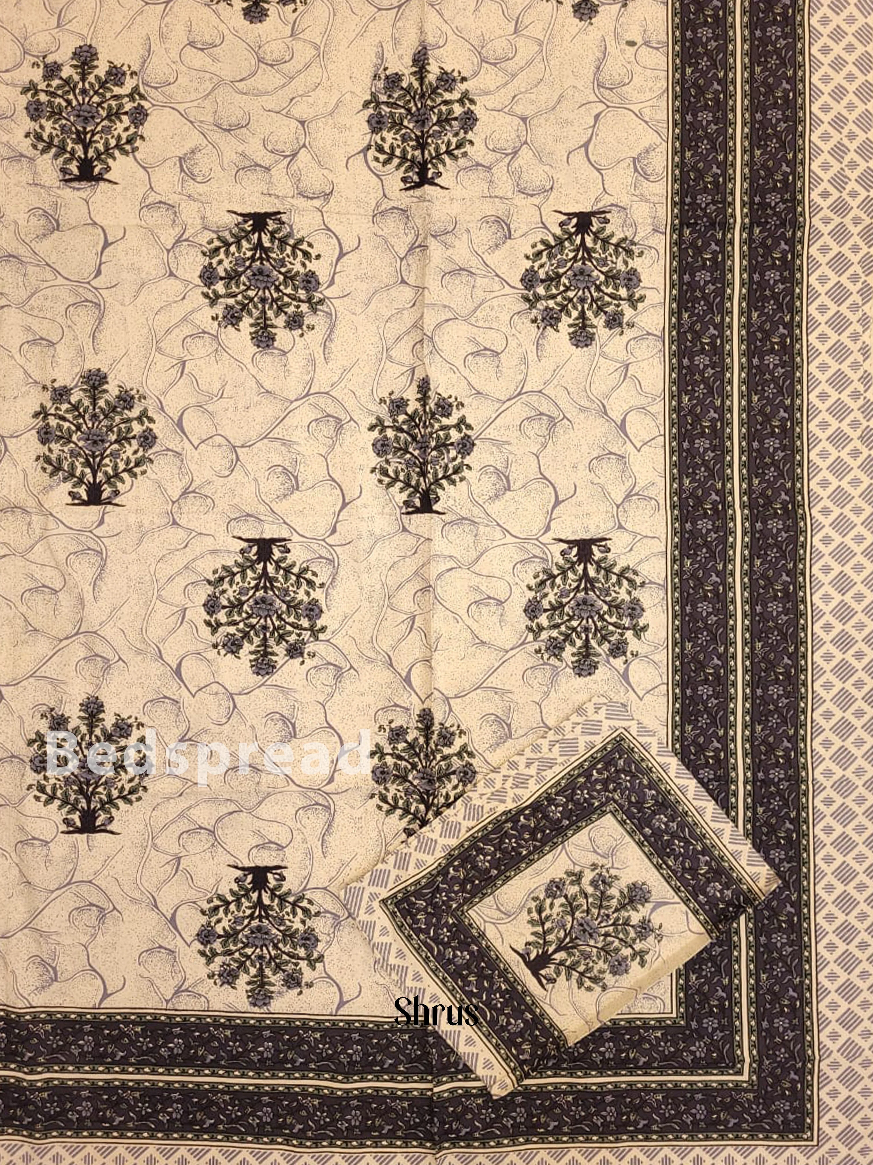 Cream & Blue - Bed Spreads - Image 2