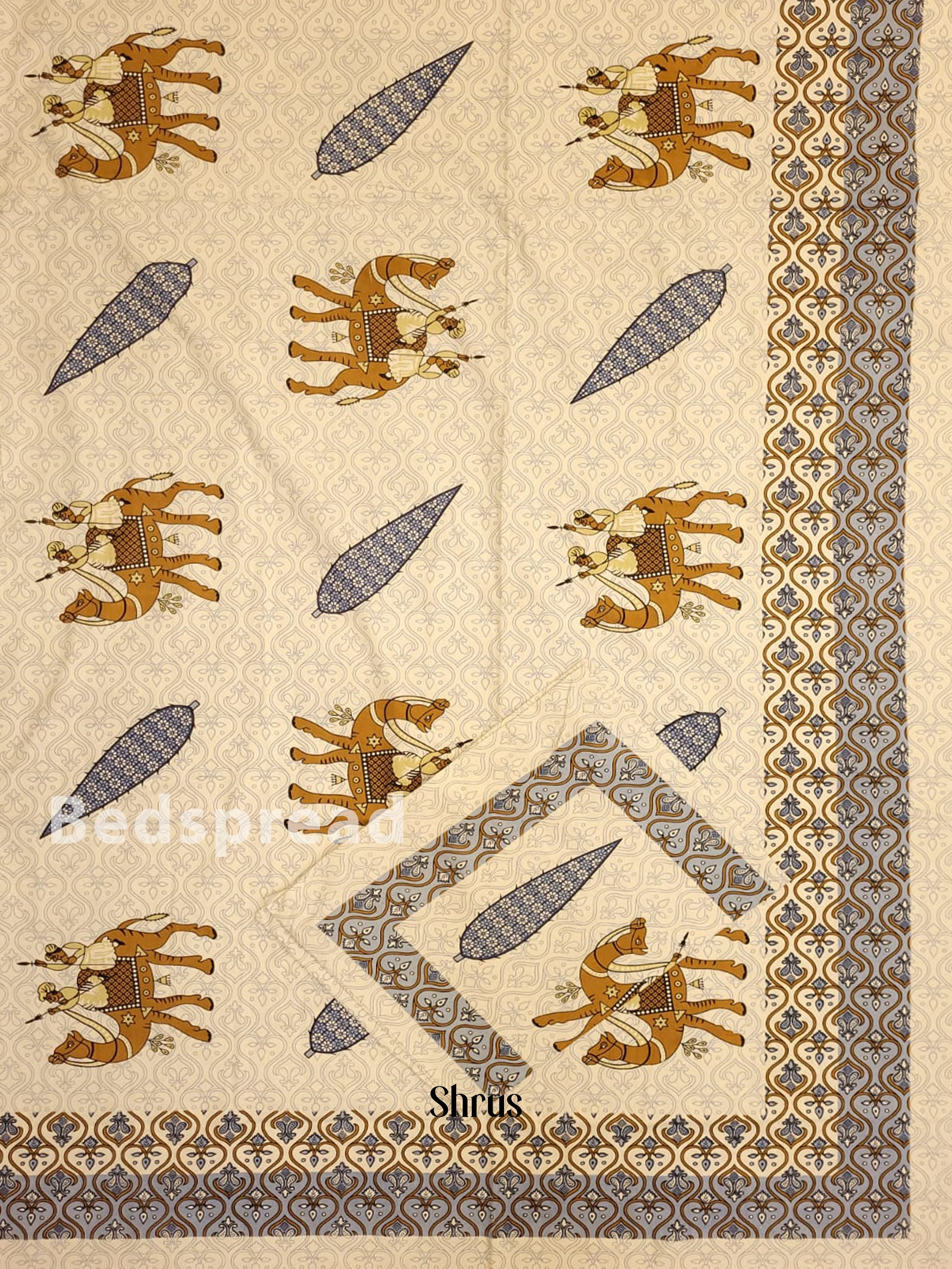 Cream & Blue - Bed Spreads - Image 2