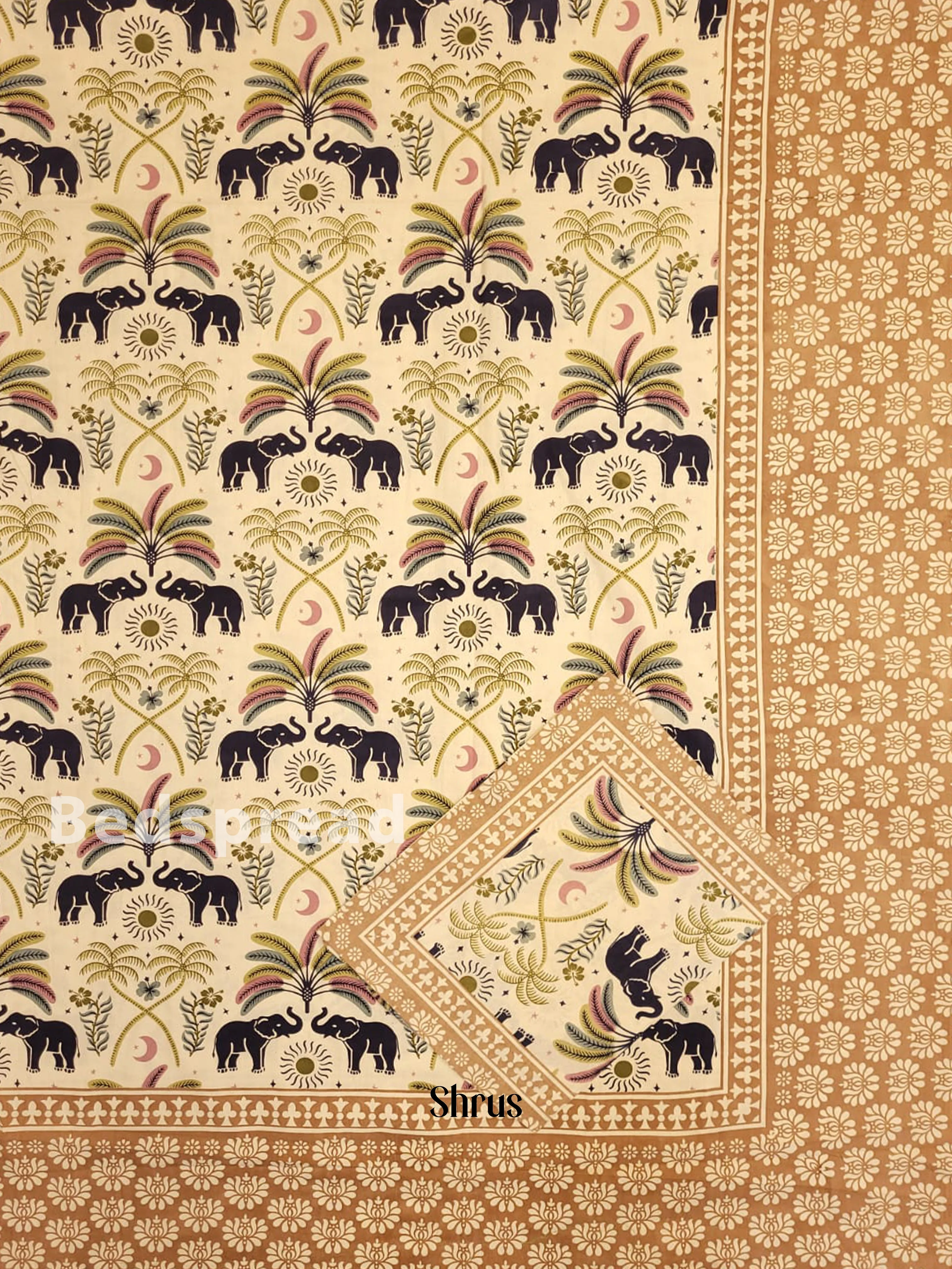 Cream & Beige -Bed Spreads - Image 2