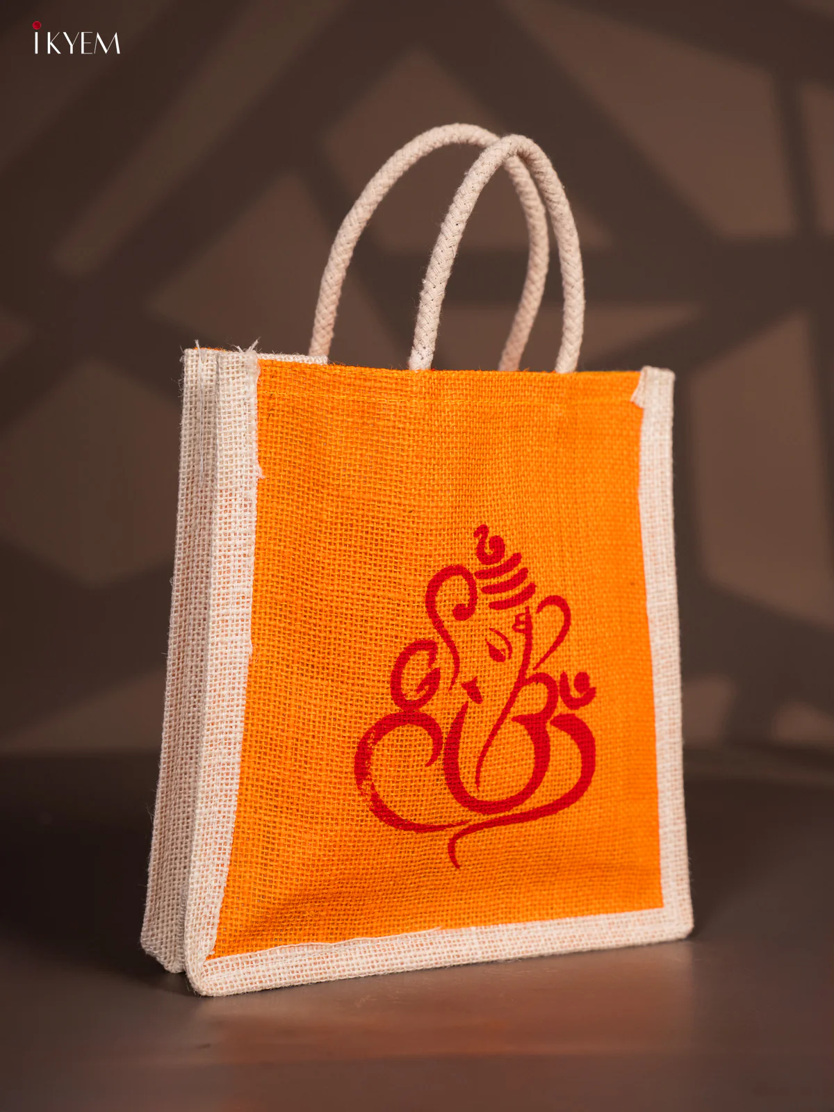 Beautiful Lord Ganesha Printed Orange Jute Bag - 4FJ01001 - Image 2