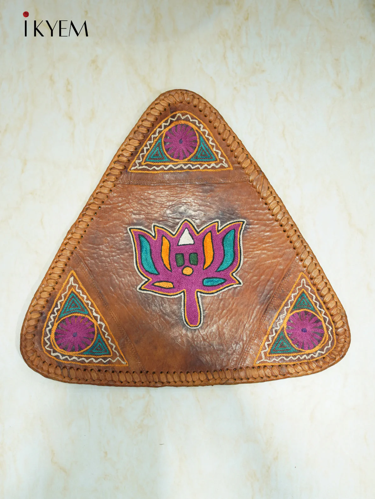 Leather Wooden Stool - Image 2