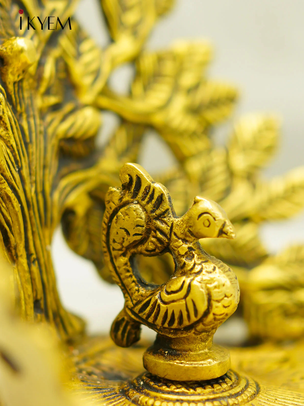 Brass Peacock Lamp with vriksham - Image 3