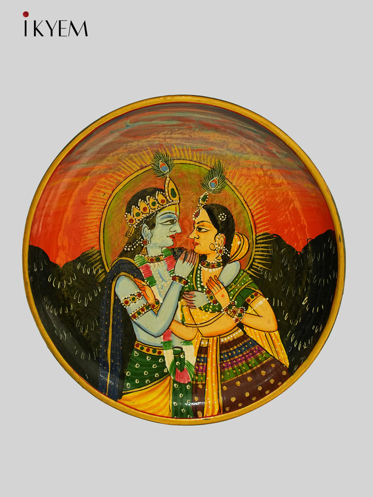 Handpainted wooden wall hanging plates