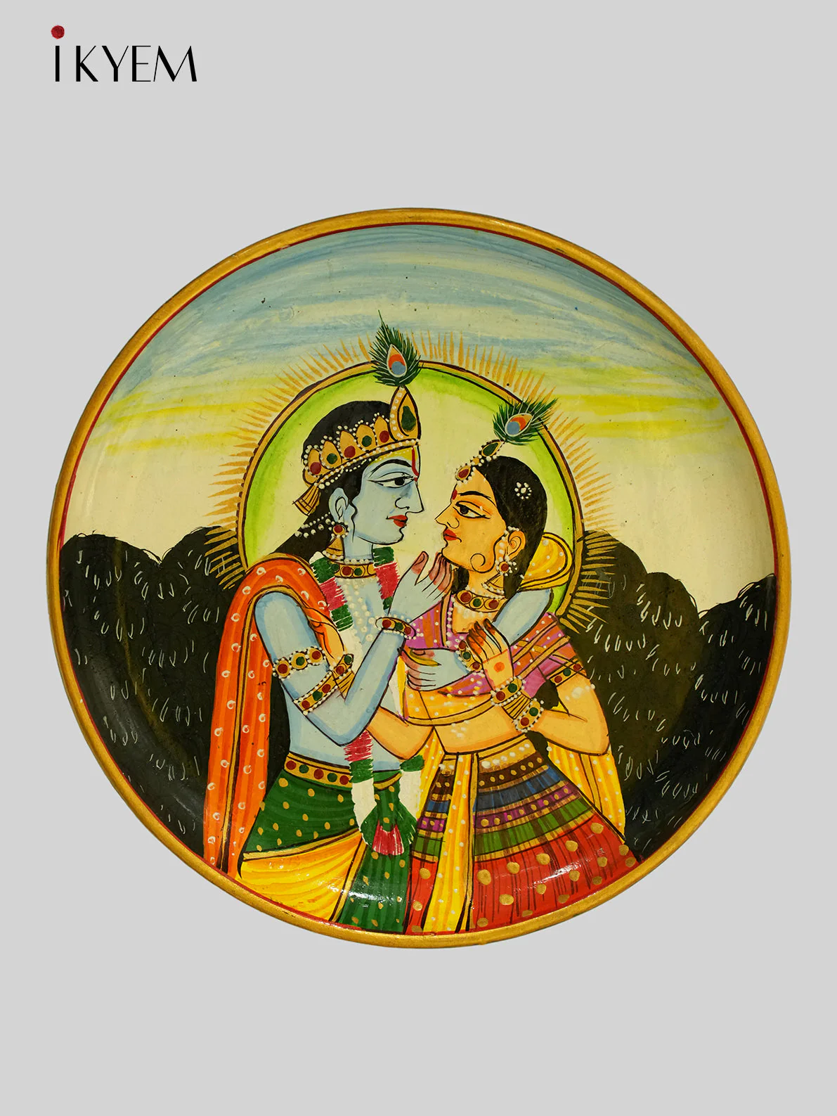 Handpainted wooden wall hanging plates