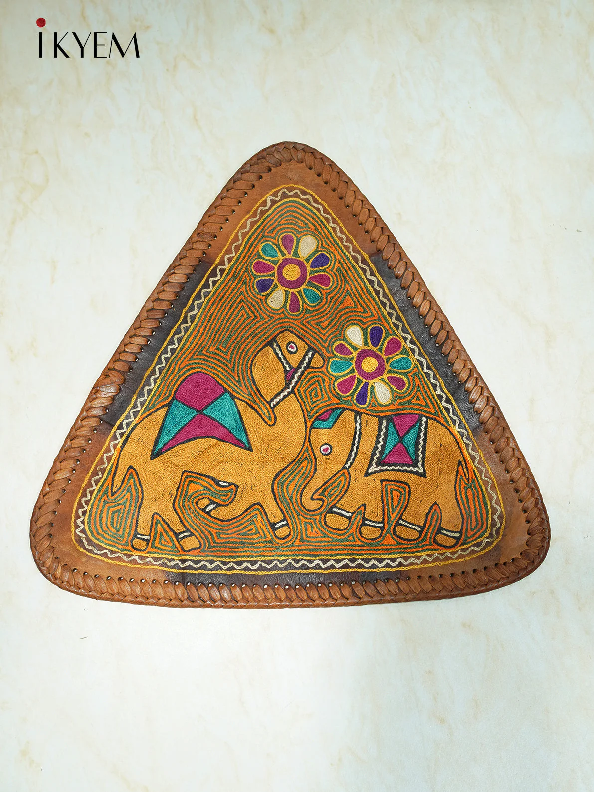 Leather Wooden Stool - Image 2