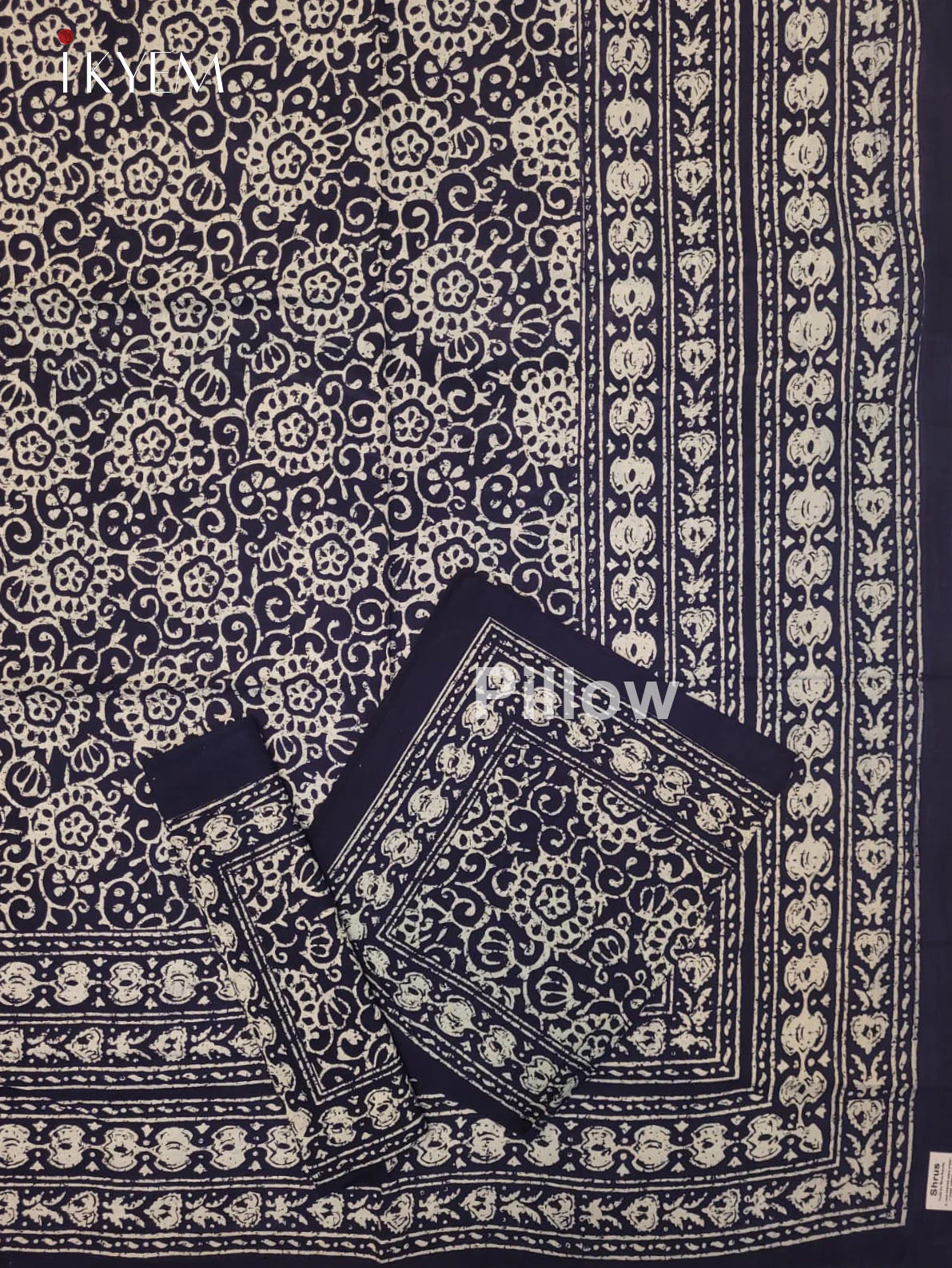 Indigo Blue & Cream- Bed Spread - Image 2