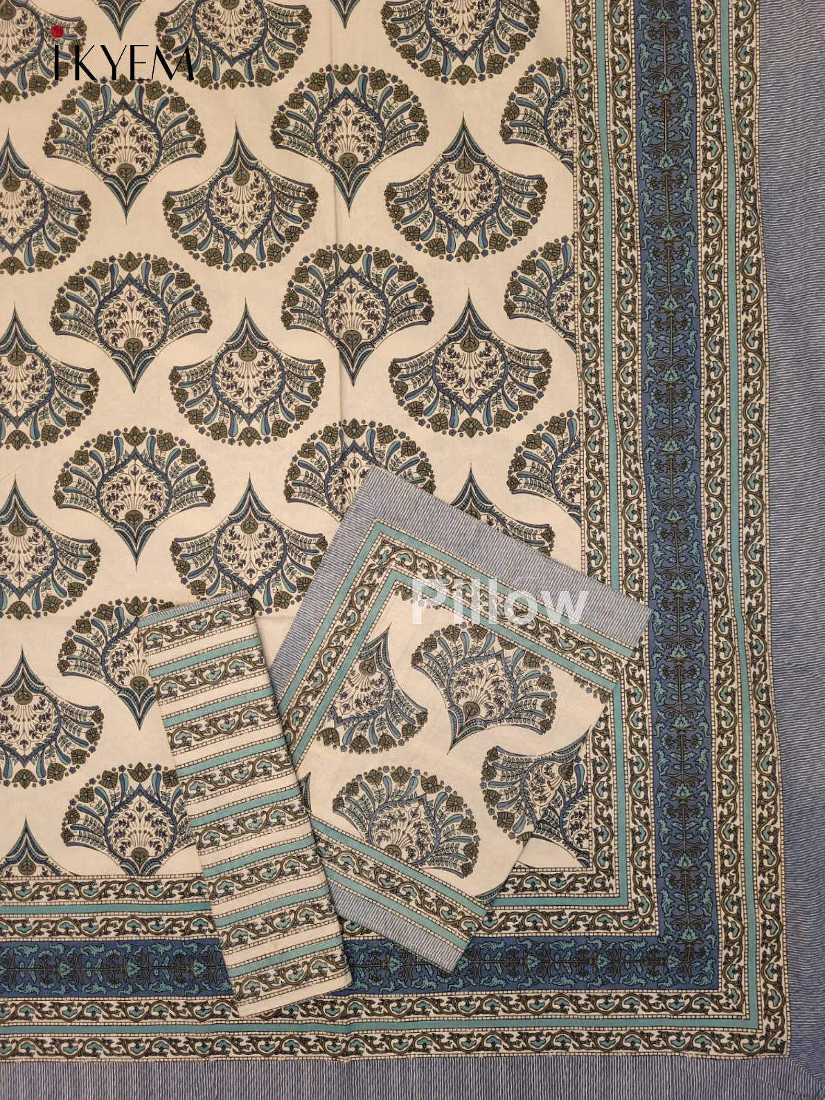 Cream & Blue- Bed Spread - Image 2