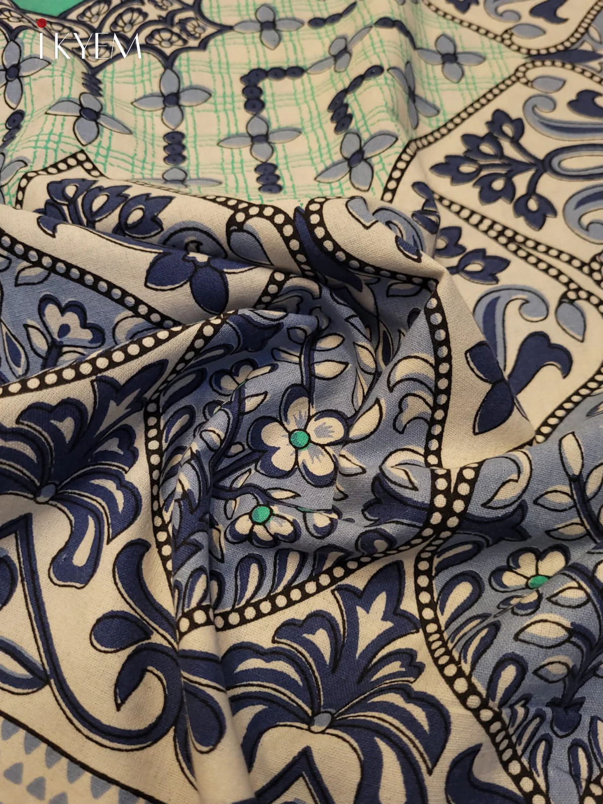 Cream & Blue- Bed SPread