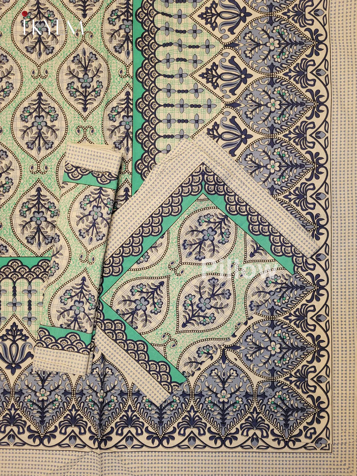 Cream & Blue- Bed SPread - Image 2