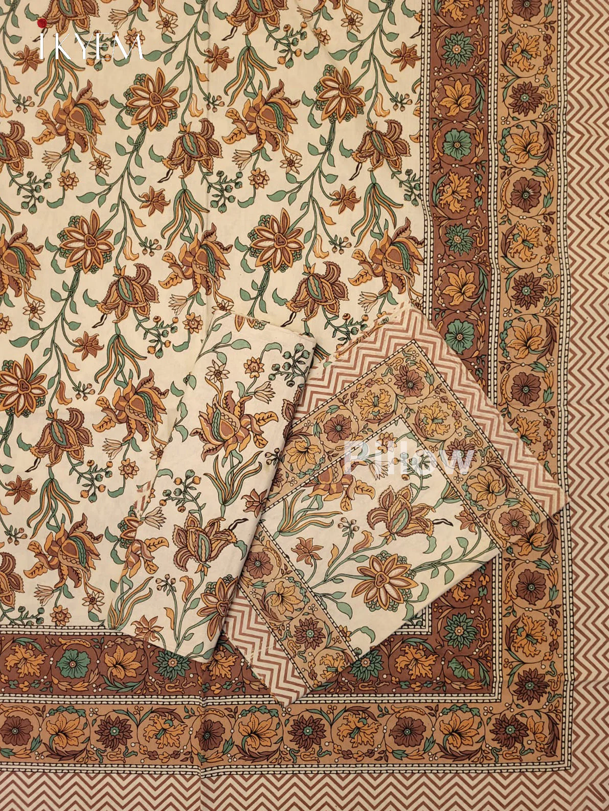 Cream & Brown- Bed Spread - Image 2