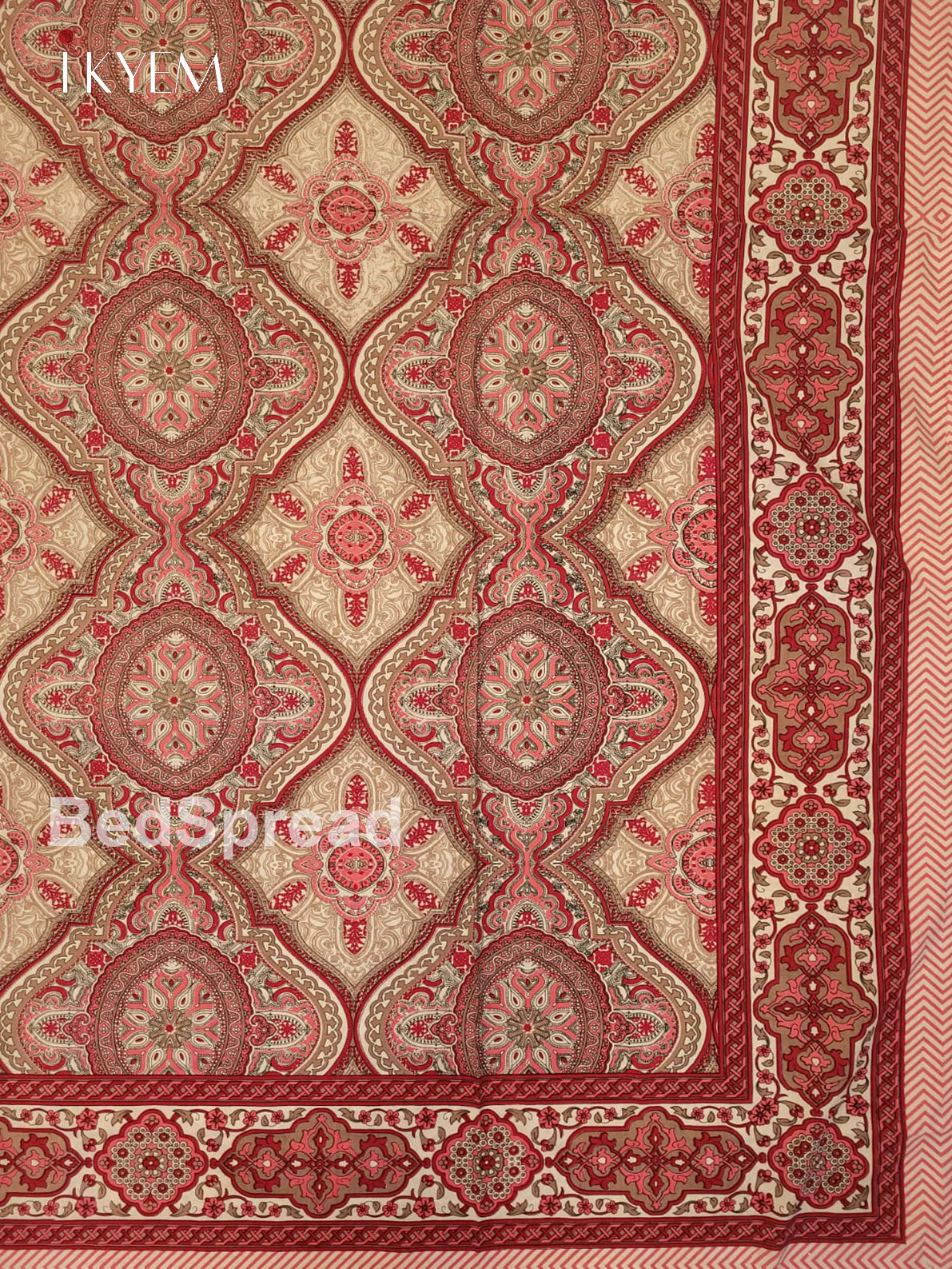 Red & Cream - Bed Spread - Image 3