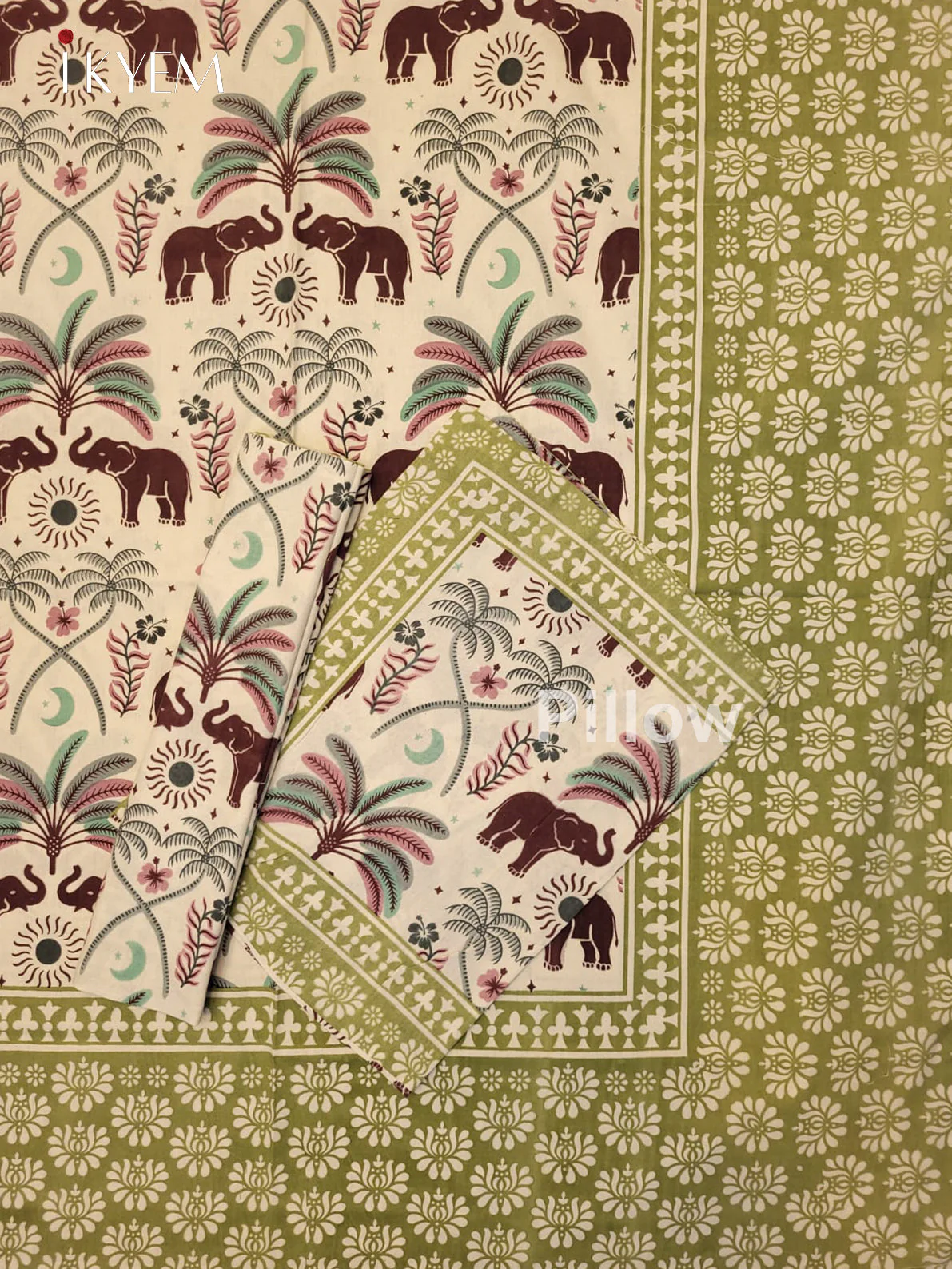 Cream & Green - Bed Spread - Image 2