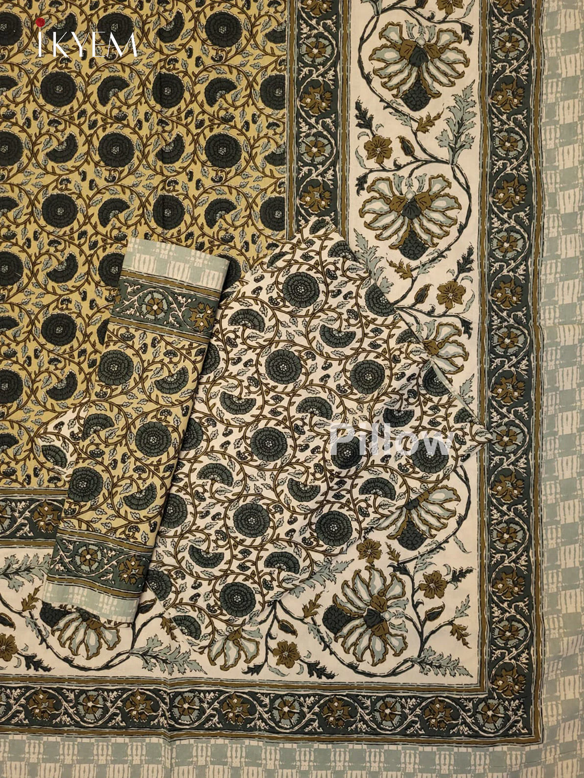 Cream & Green - Bed Spread - Image 2