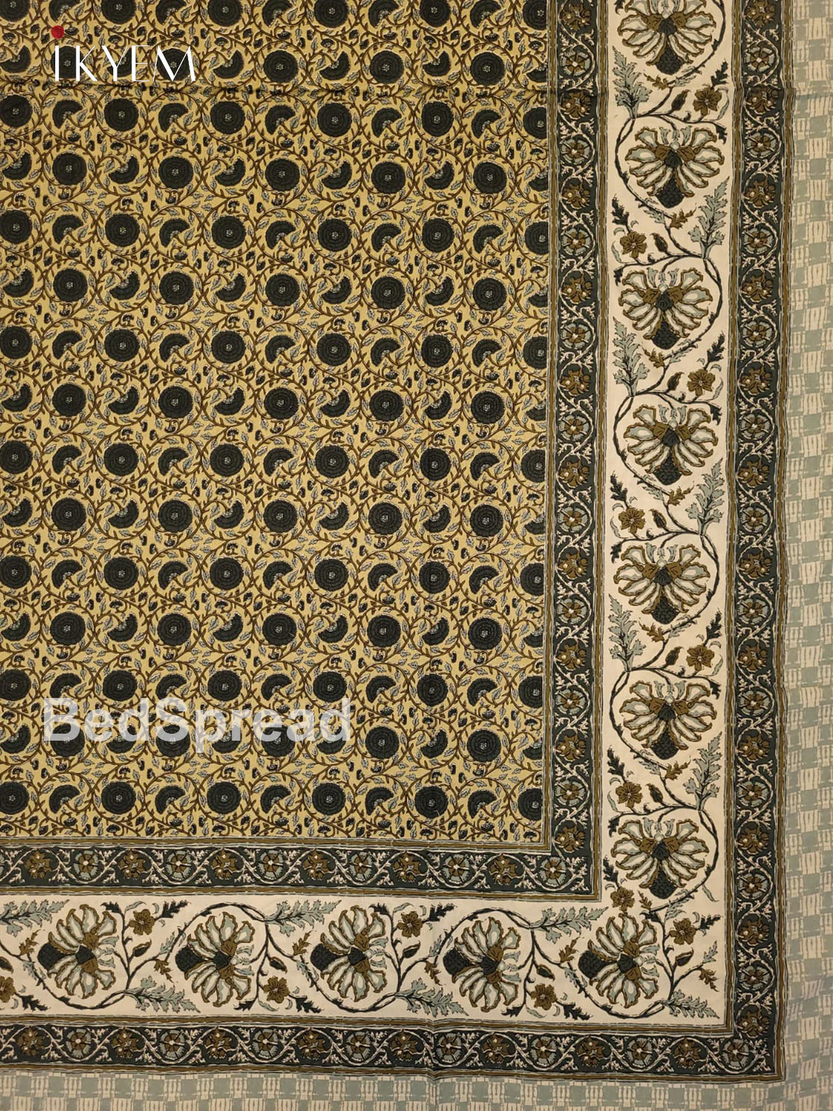 Cream & Green - Bed Spread - Image 3