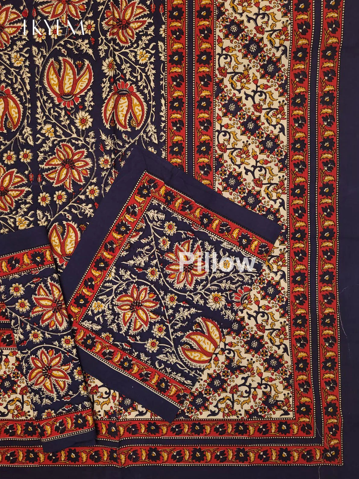 Cream & Blue - Bed Spread - Image 2