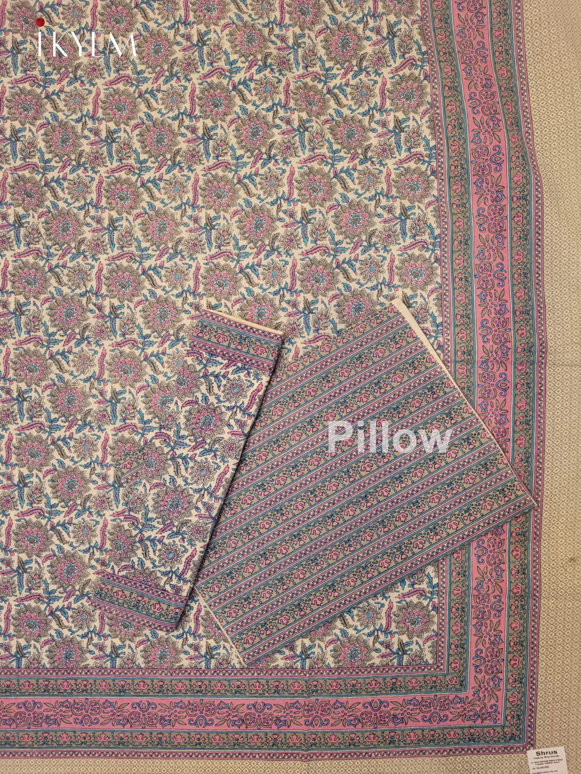 Cream & Pink- Bed Spread - Image 2