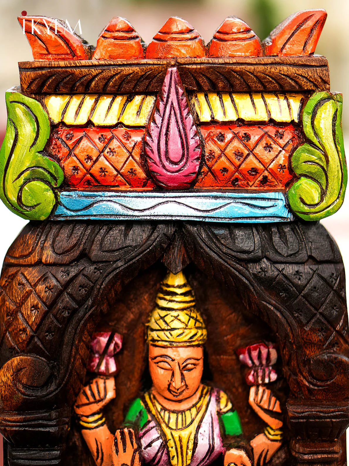 Hand painted Wooden Lakshmi Temple Panel - Image 3