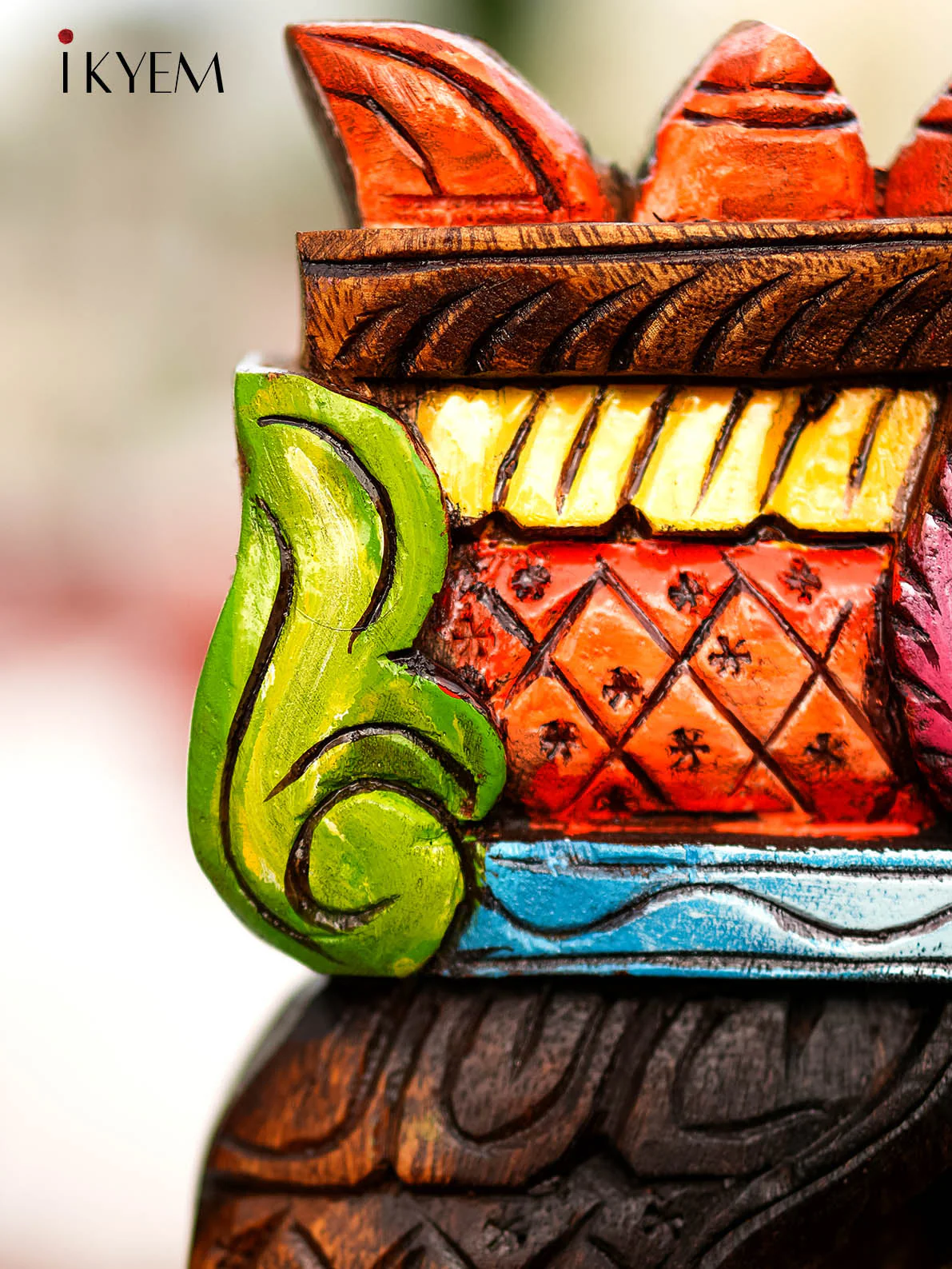Hand painted Wooden Lakshmi Temple Panel - Image 4
