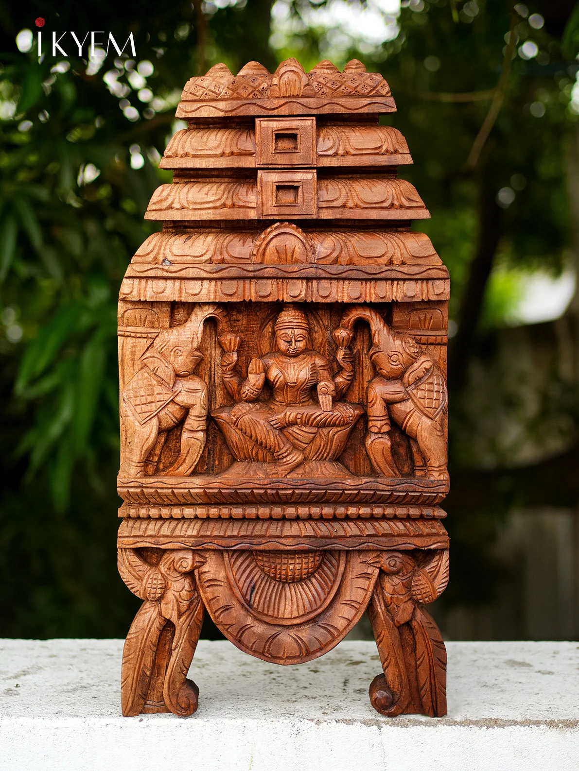 Hand Carved Lakshmi in Temple Frame - 4GJ09017