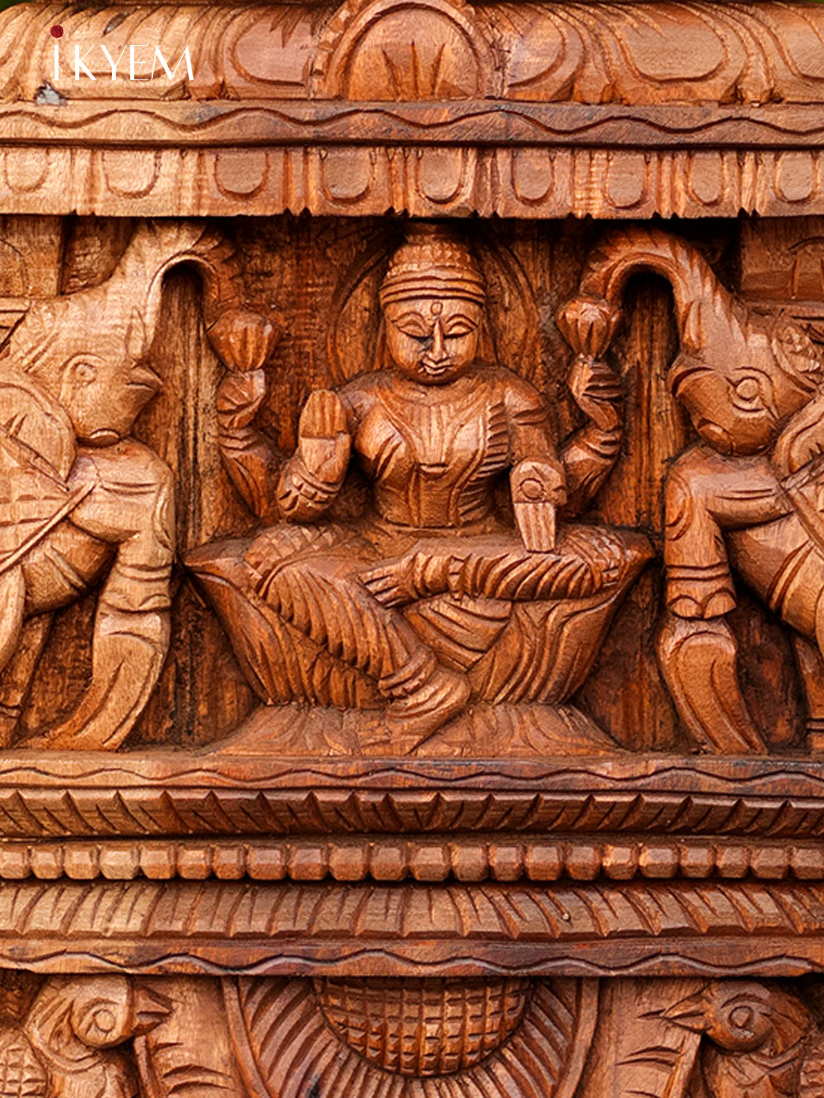 Hand Carved Lakshmi in Temple Frame - 4GJ09017 - Image 2