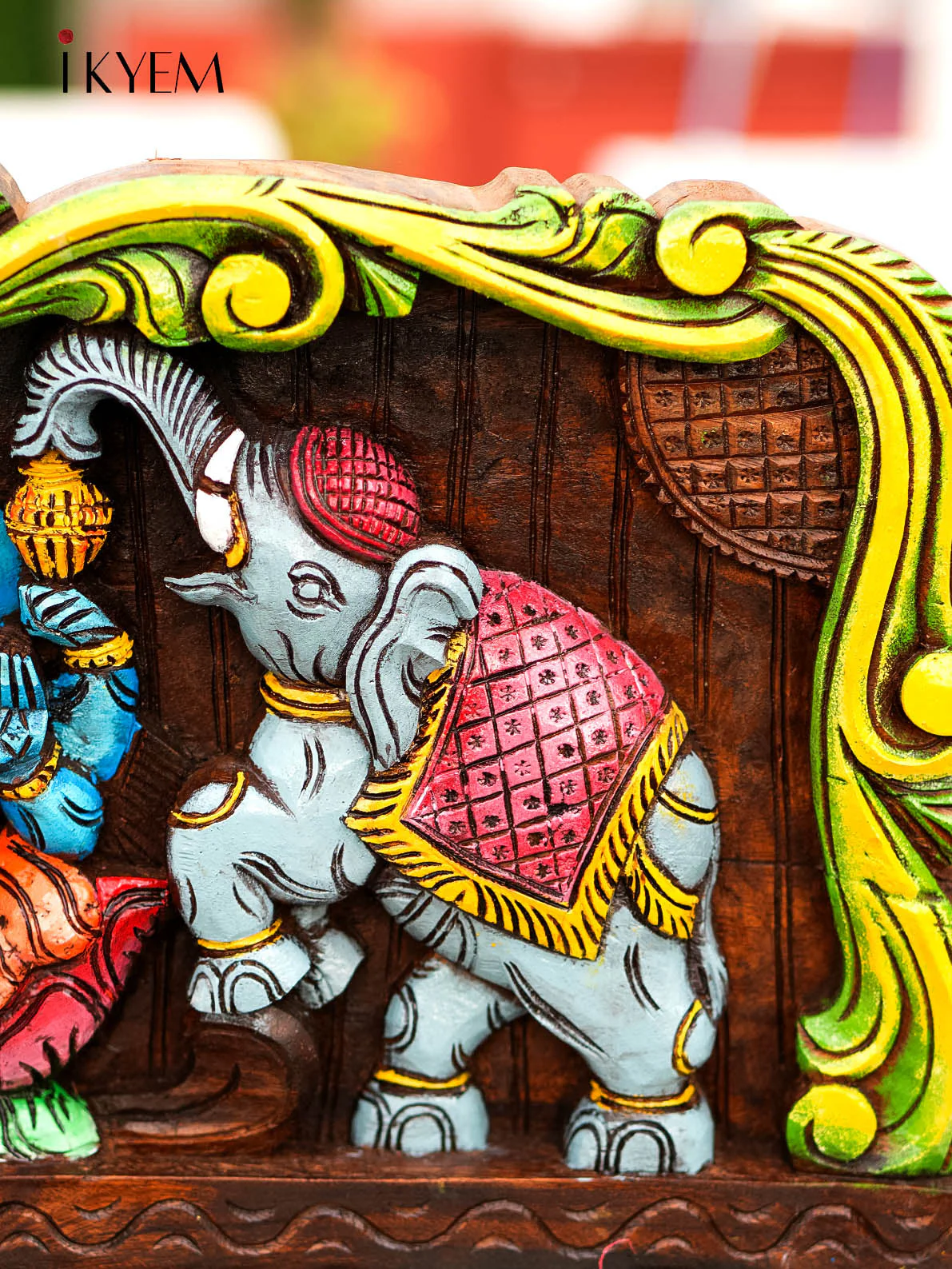 Hand Carved Wooden Ganesha in Frame - Image 4