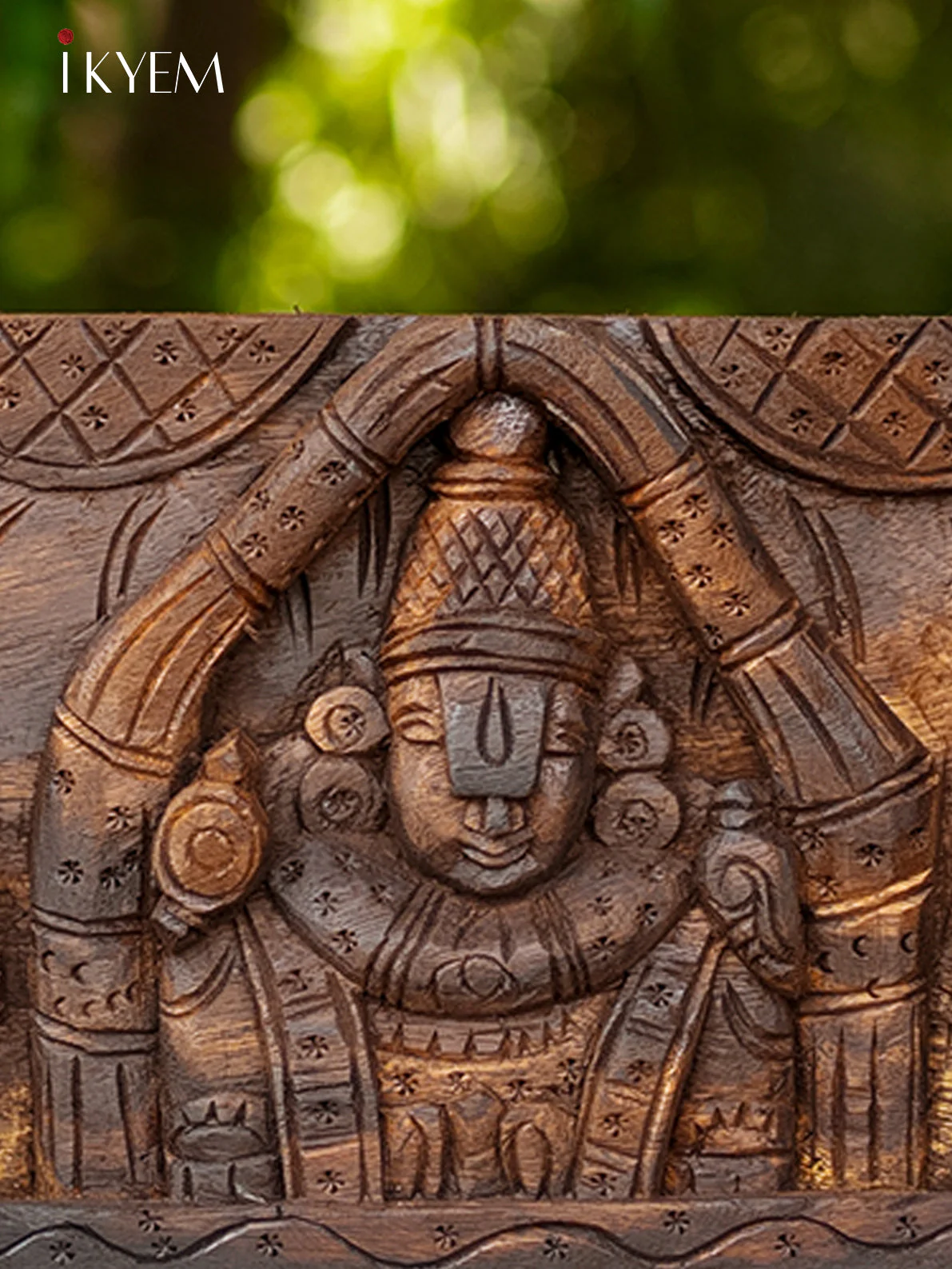 Hand Carved Balaji Sangu Chakram Panel - Image 2