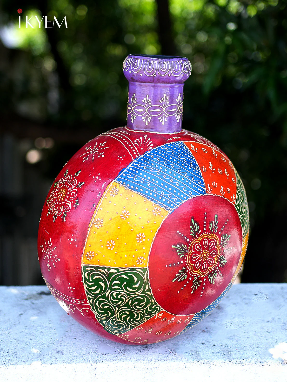Hand painted Wooden flower Vase - Image 2
