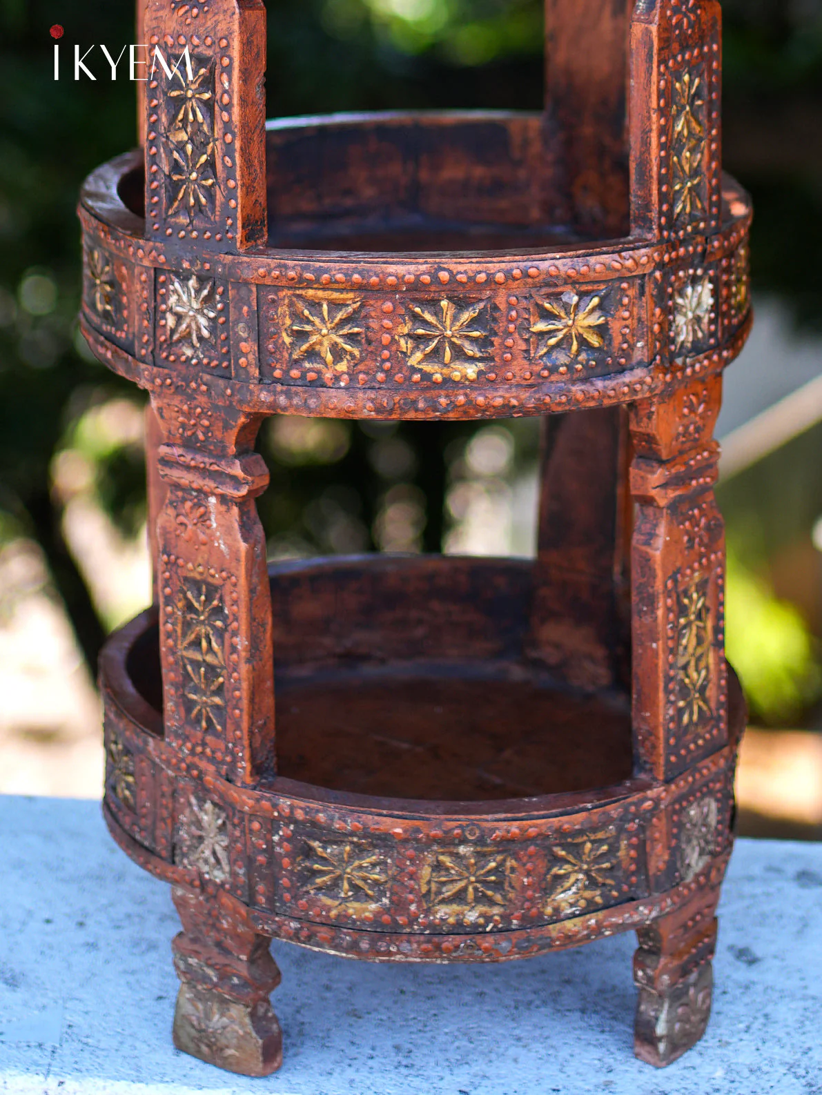 Three Part Wood Corner Round Table - Image 3