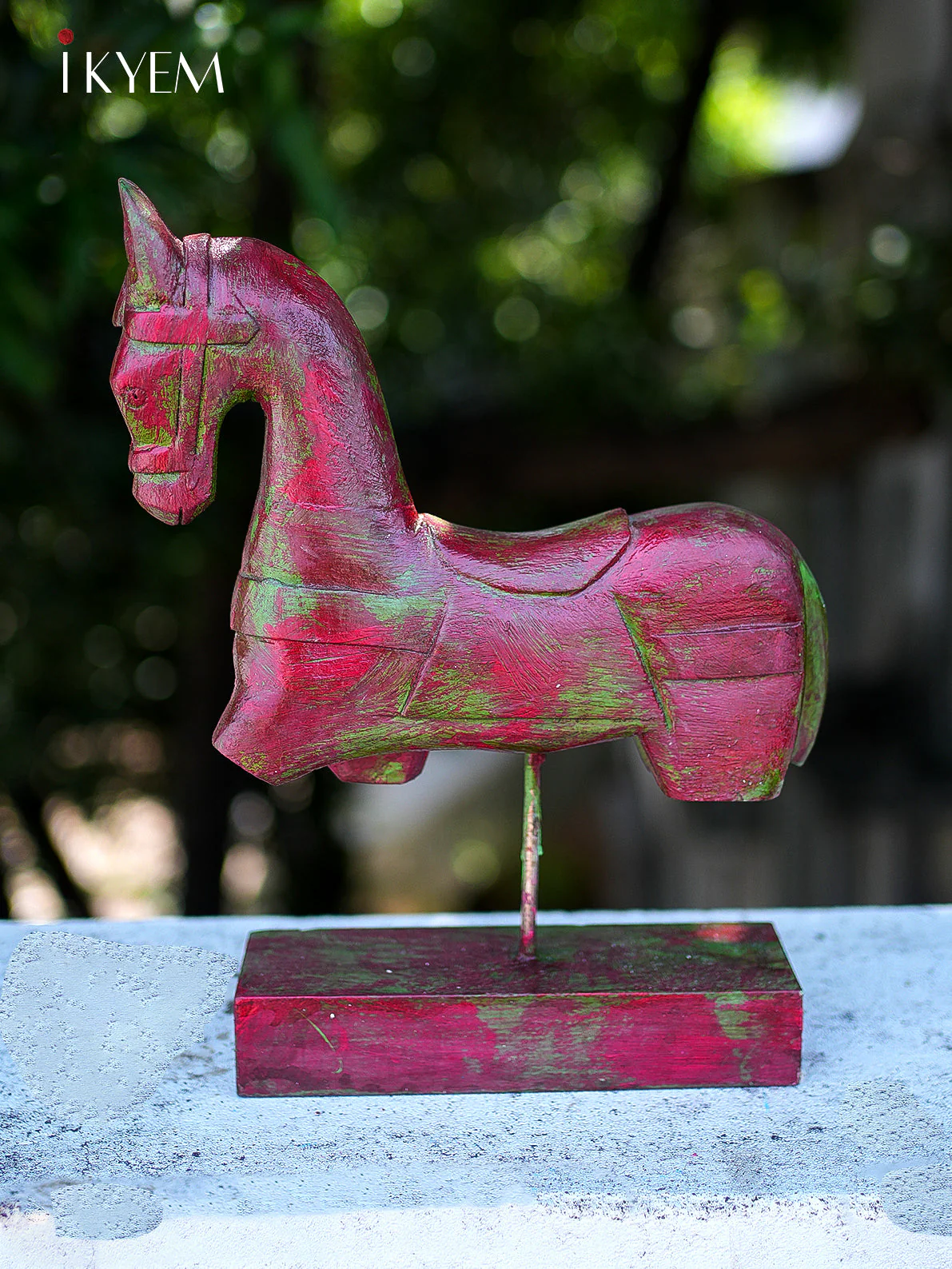 Wooden Horse Stand (Dark Pinkish Red) - Image 4