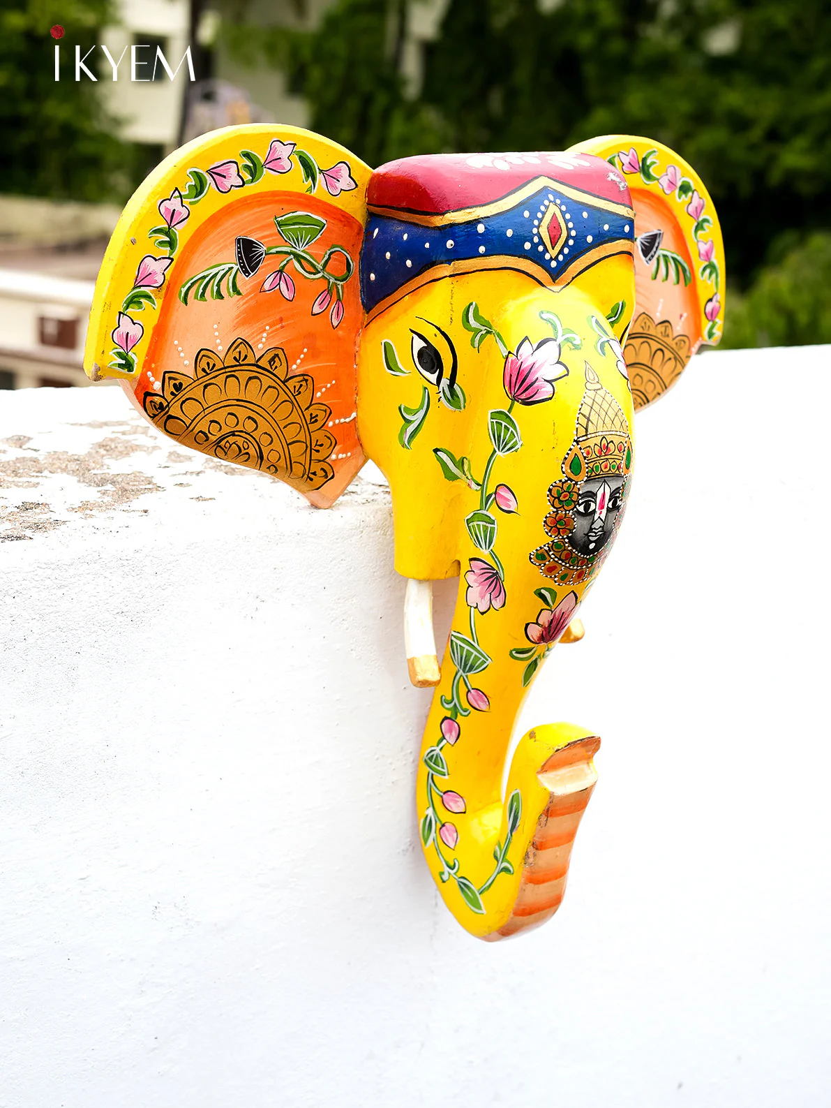 Hand Painted Elephant Mask/Head (14/13 inches) - Image 2