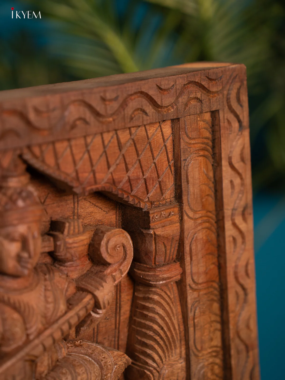 Ganesh, Sarswathi & Lakshmi wood carved panel - Image 8