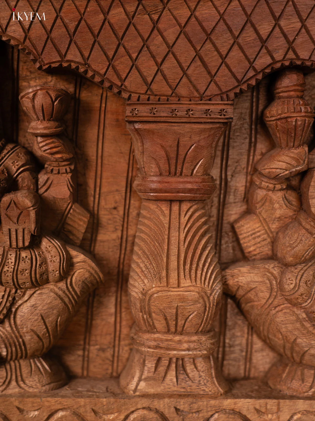 Ganesh, Sarswathi & Lakshmi wood carved panel - Image 9