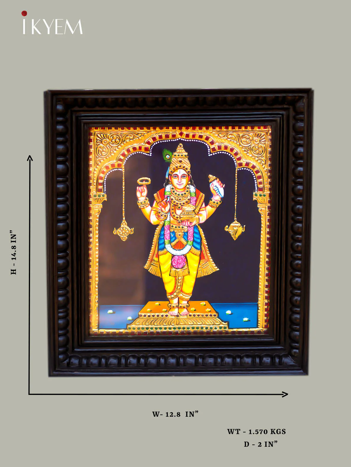 Lord Dhanvanthri Tanjore Painting 14 * 12 inches - 4HJ01009 - Image 2