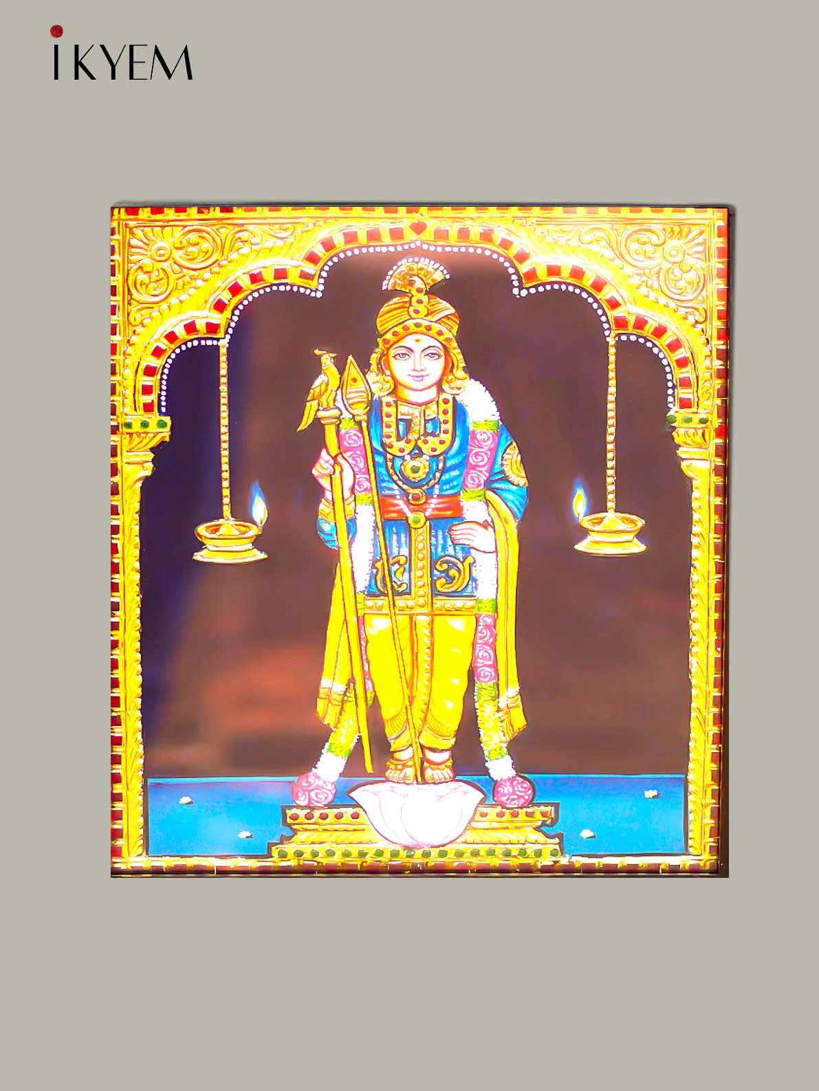 Lord Murugan - Tanjore Painting 15 * 13 inches - Image 2