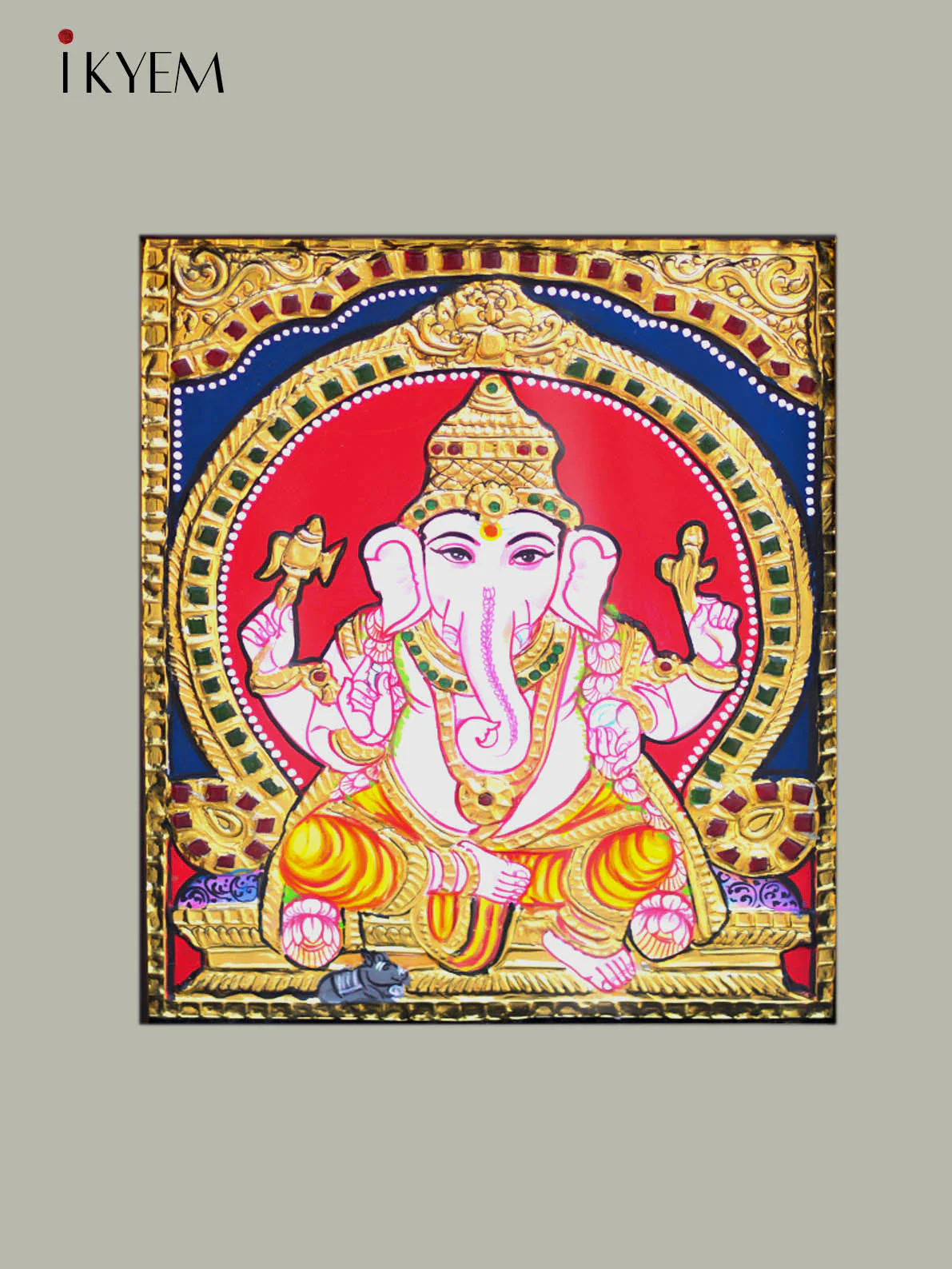 Ganesha Tanjore Painting 13 * 11 inches - Image 3