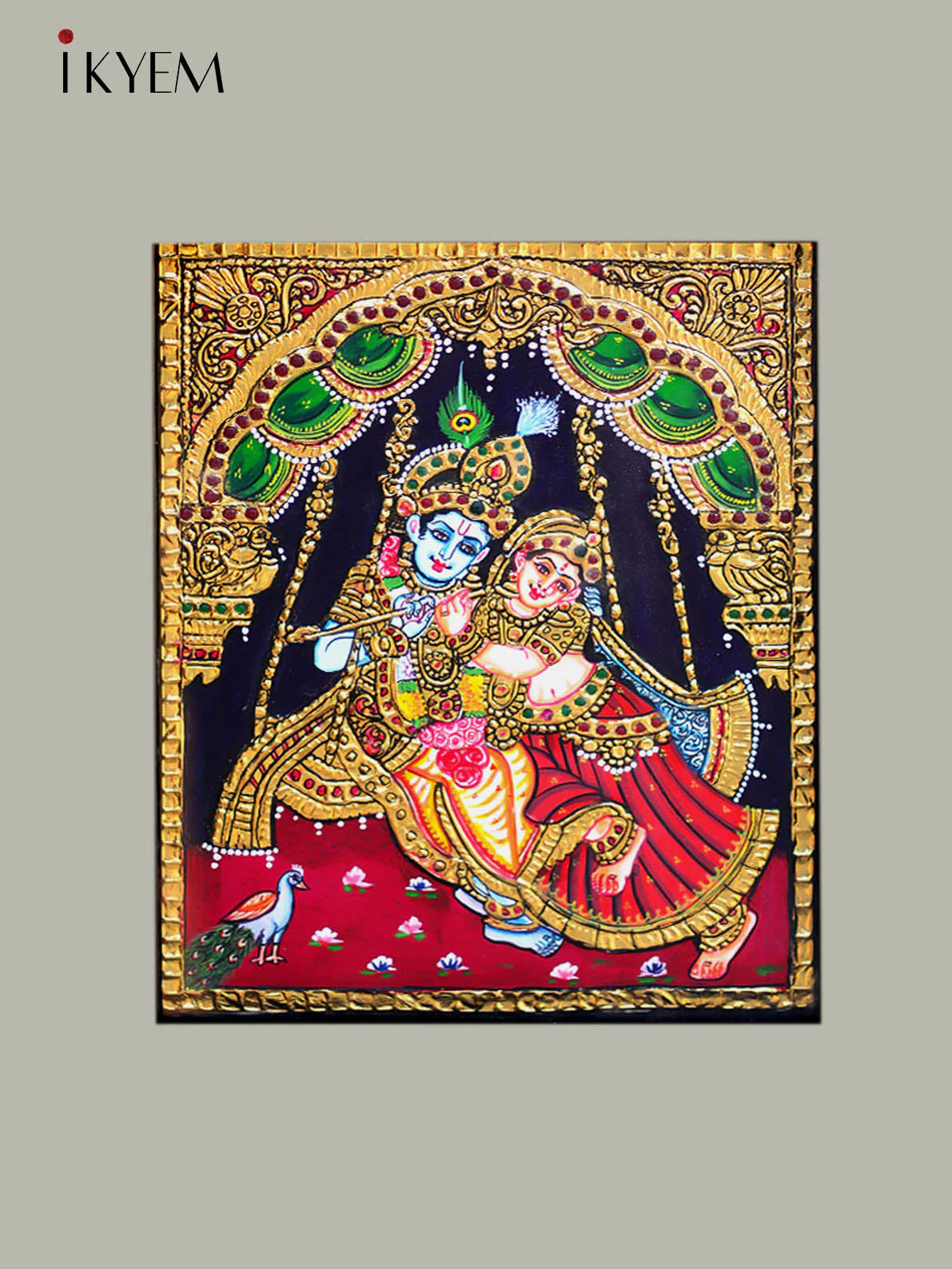 Radha Krishnan - Tanjore Painting 13 * 11 inches - Image 3