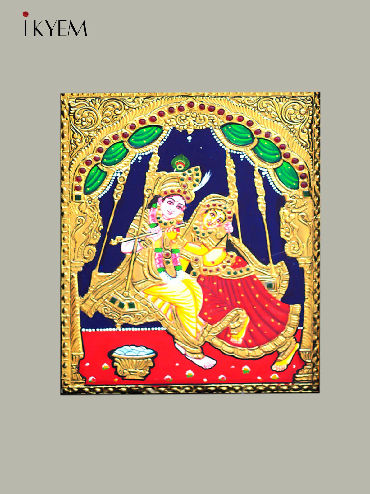Radha Krishna- Tanjore Painting 13 * 11 inches - Image 3